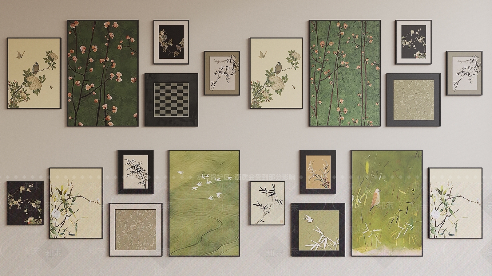 新中式挂画组合SU模型下载【ID:1196705326】