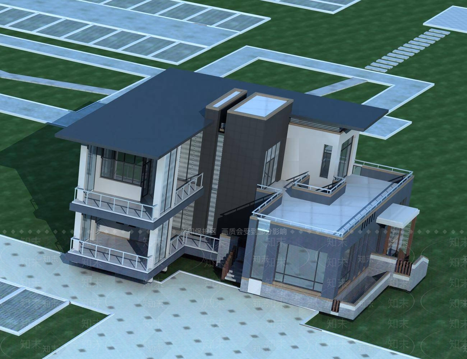 现代别墅外观3D模型下载【ID:1196706541】