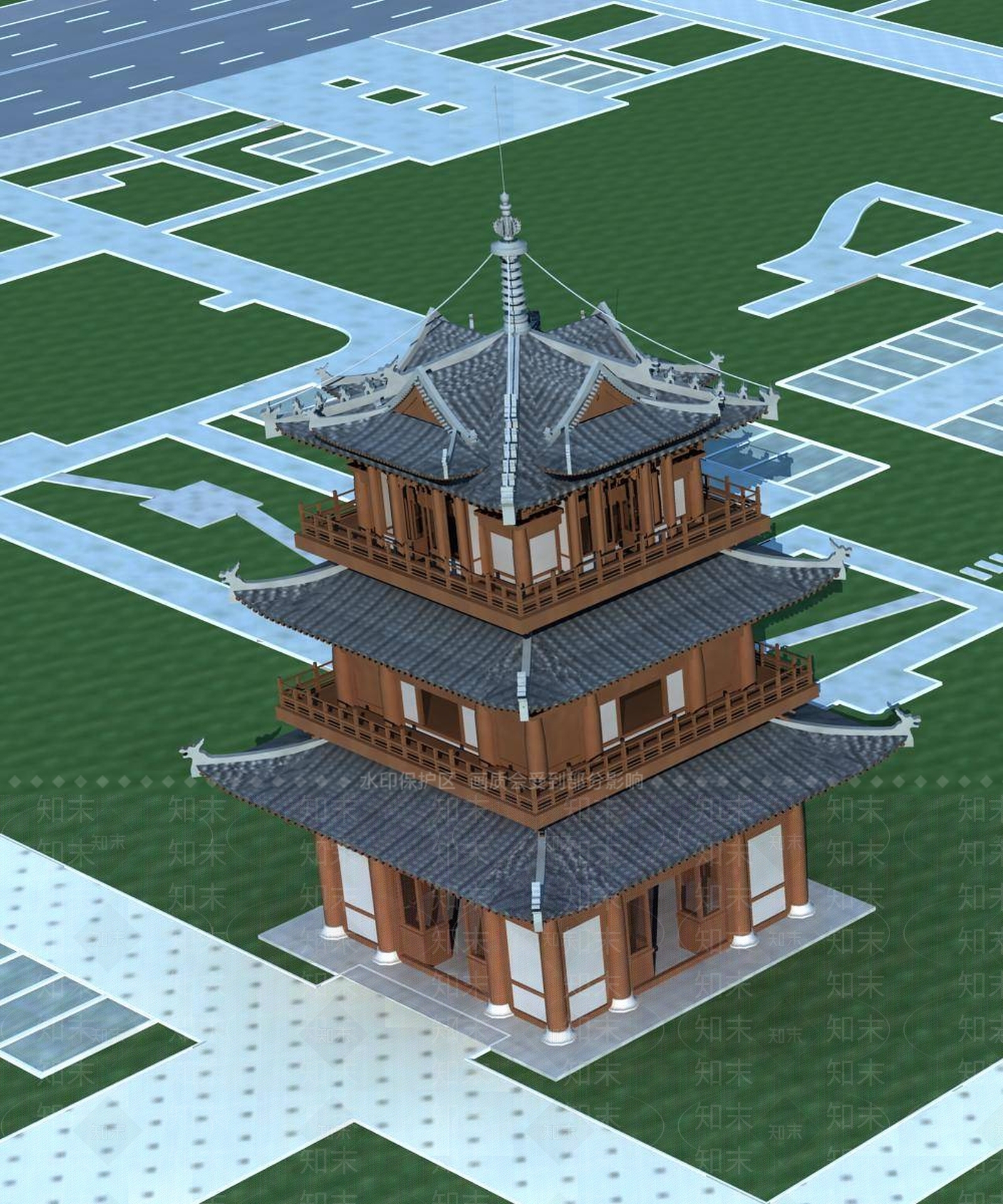 中式古建3D模型下载【ID:1196707447】