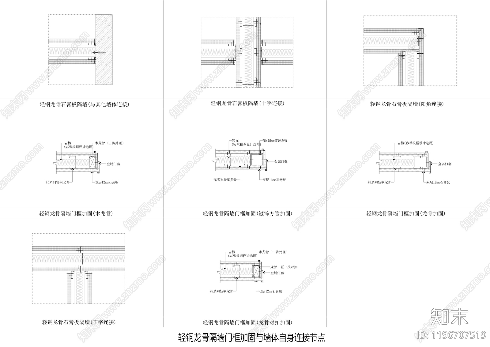 轻钢龙骨隔墙施工图下载【ID:1196707519】
