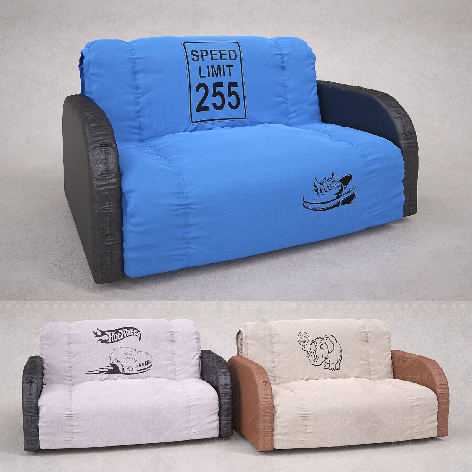 现代北欧双人沙发3D模型下载【ID:1196708140】