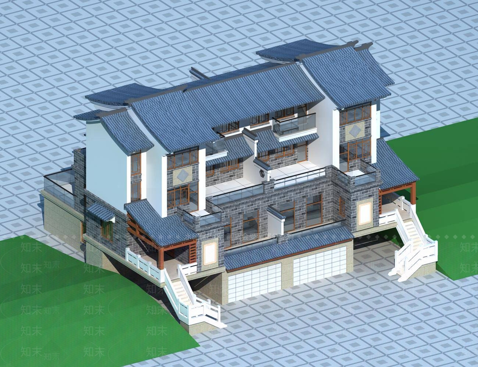 现代别墅外观3D模型下载【ID:1196709237】
