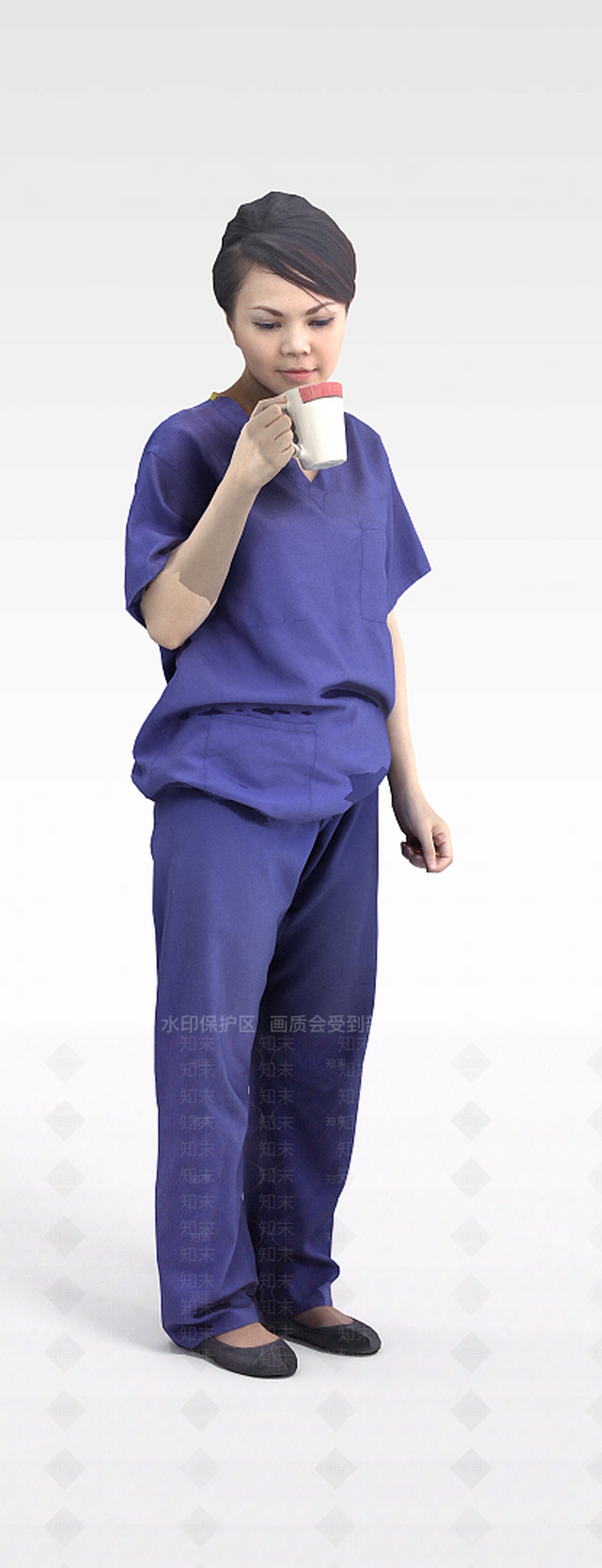 现代喝中药的女人3D模型下载【ID:1196709891】