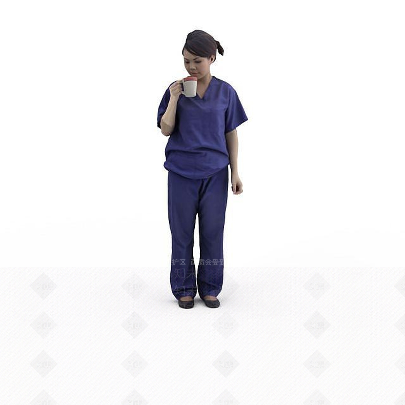 现代喝中药的女人3D模型下载【ID:1196709891】