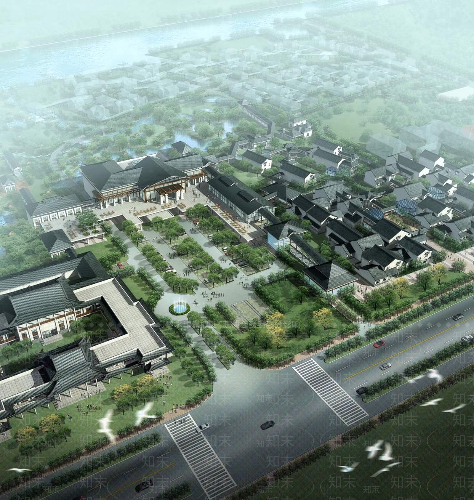 中式酒店外观3D模型下载【ID:1196712133】