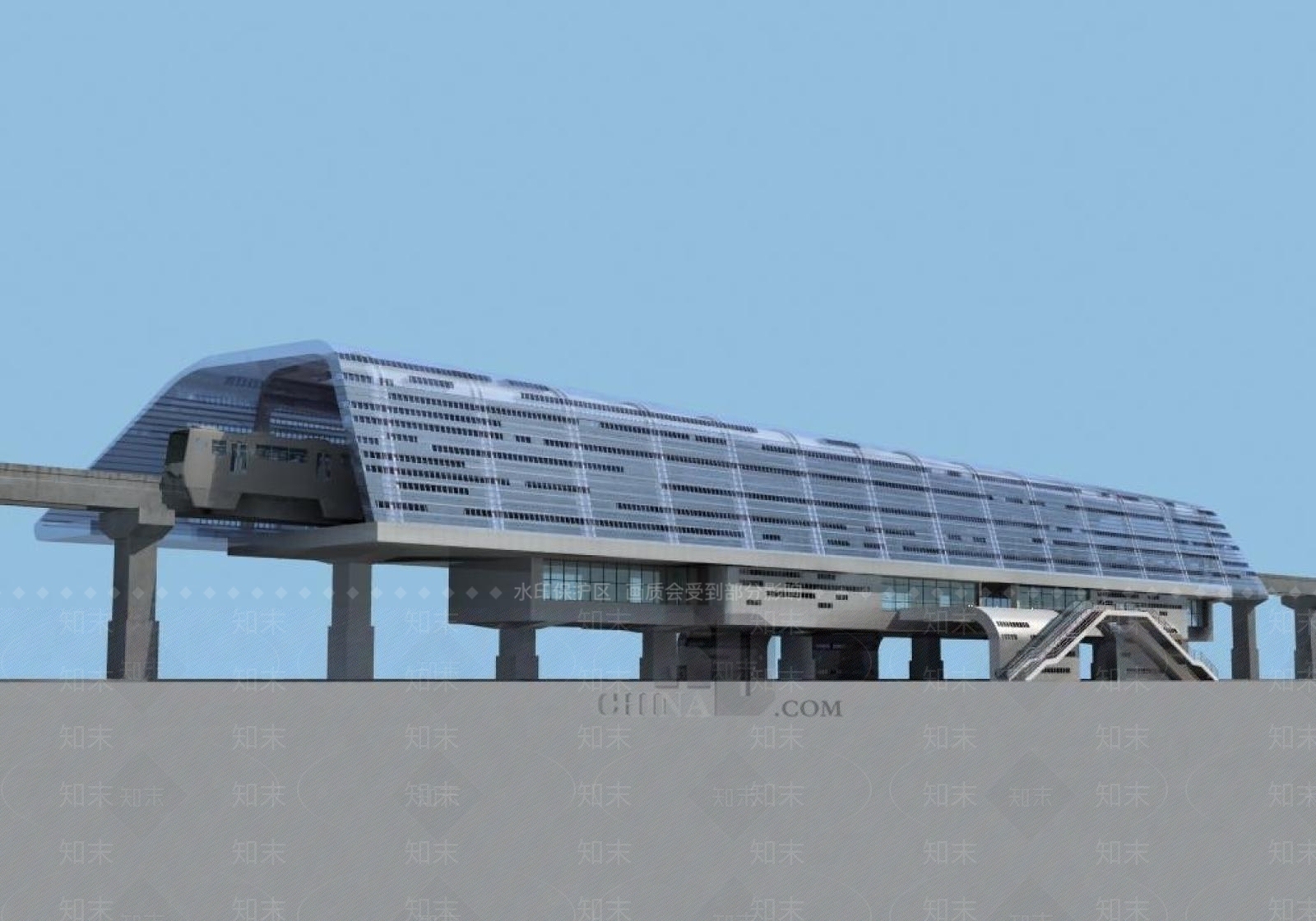 现代车站外观3D模型下载【ID:1196712298】