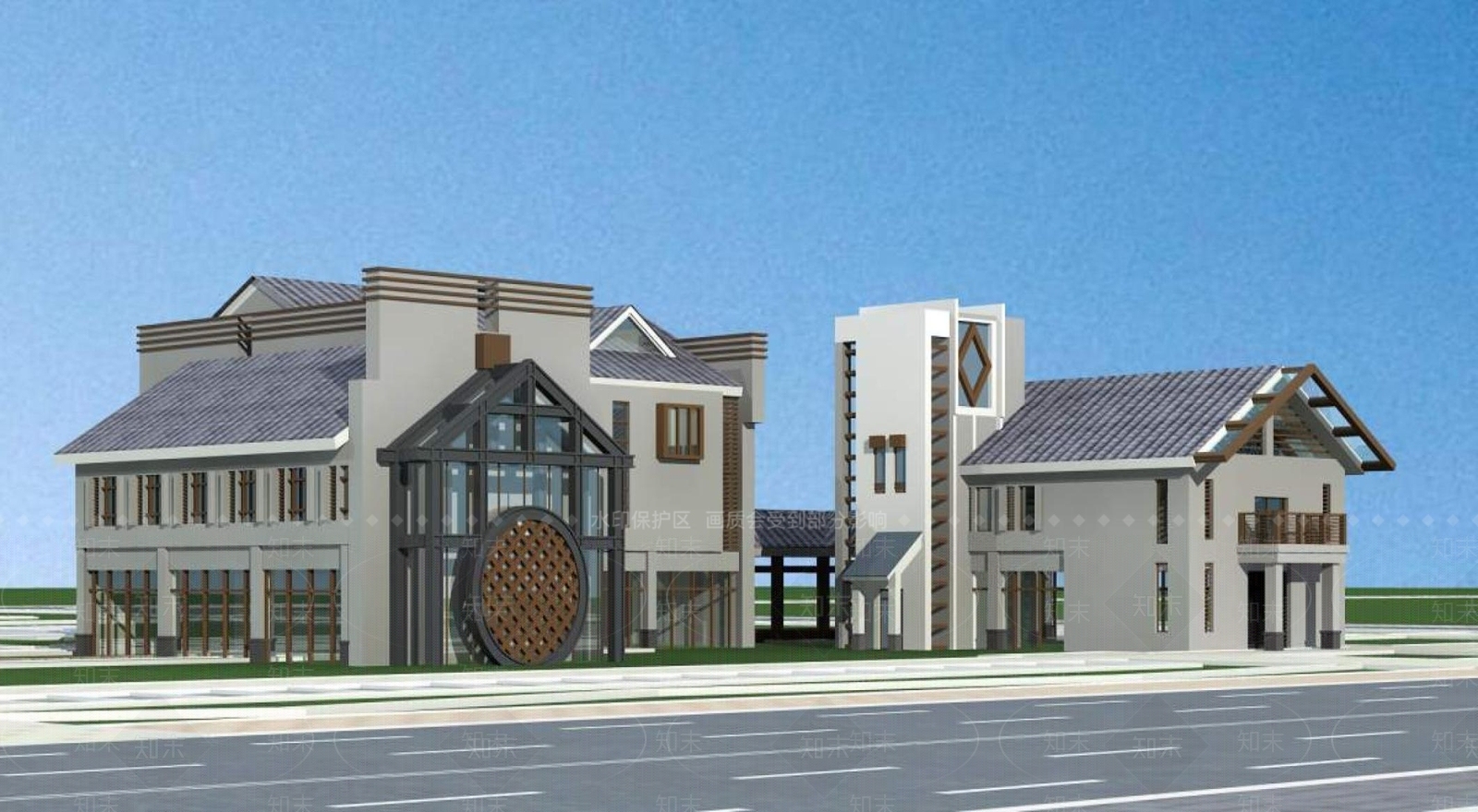 中式酒店建筑3D模型下载【ID:1196712555】