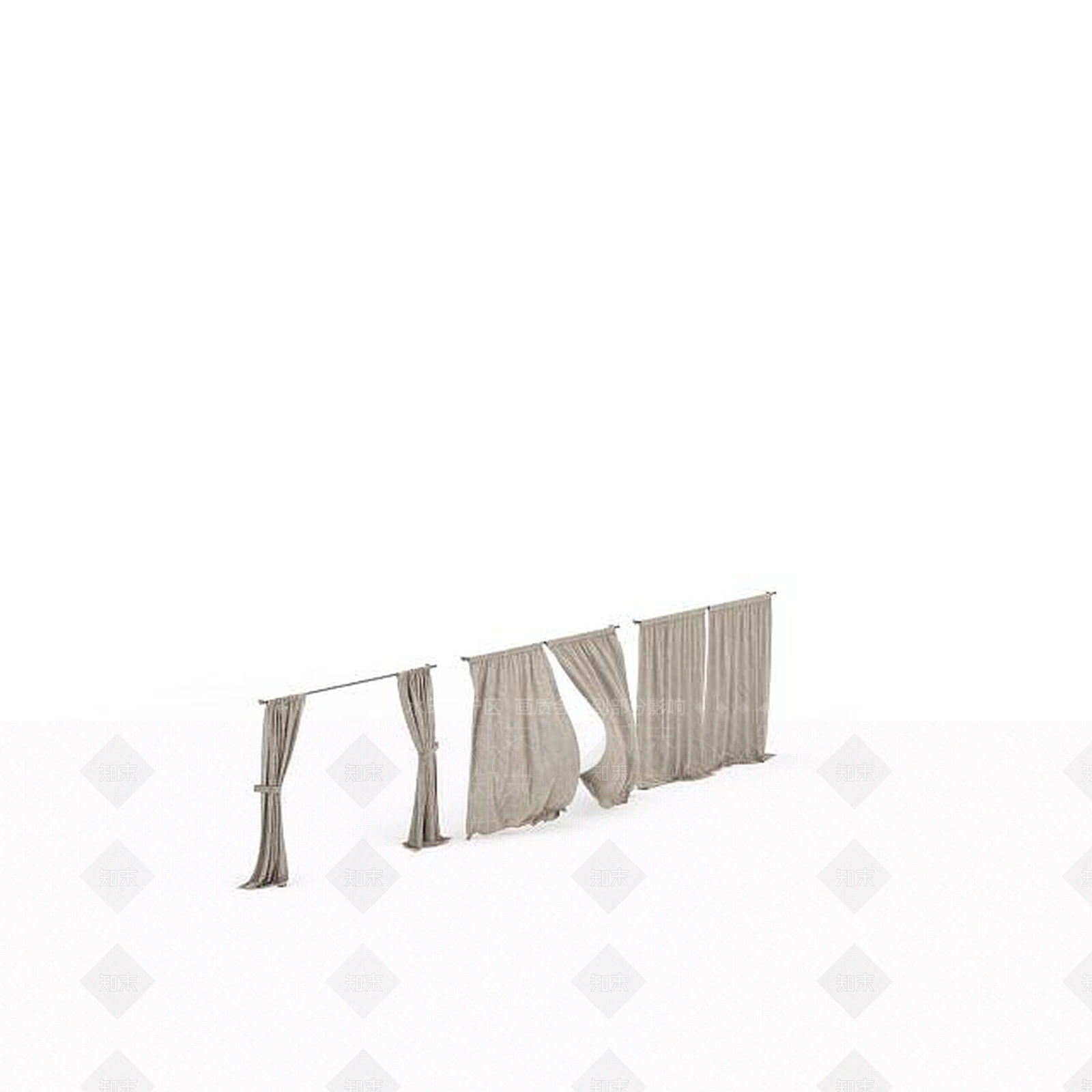 现代窗帘组合3D模型下载【ID:1196718040】