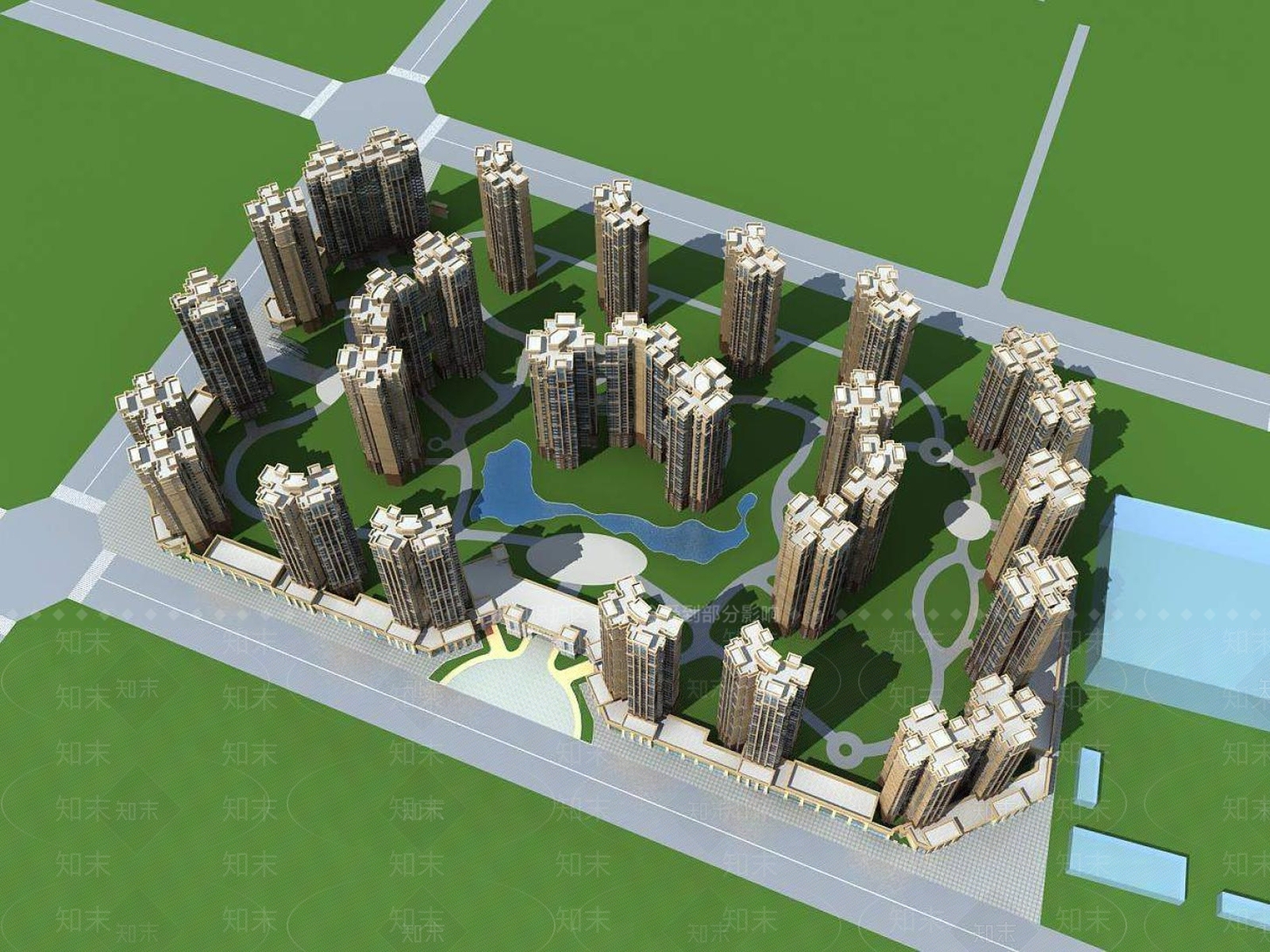 欧式小高层住宅楼3D模型下载【ID:1196719433】