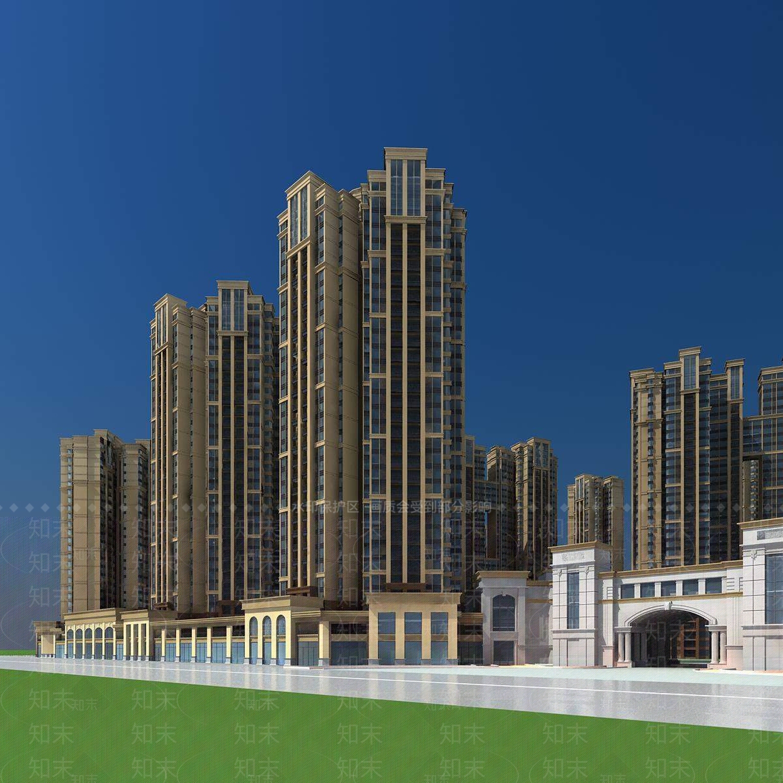 欧式小高层住宅楼3D模型下载【ID:1196719433】