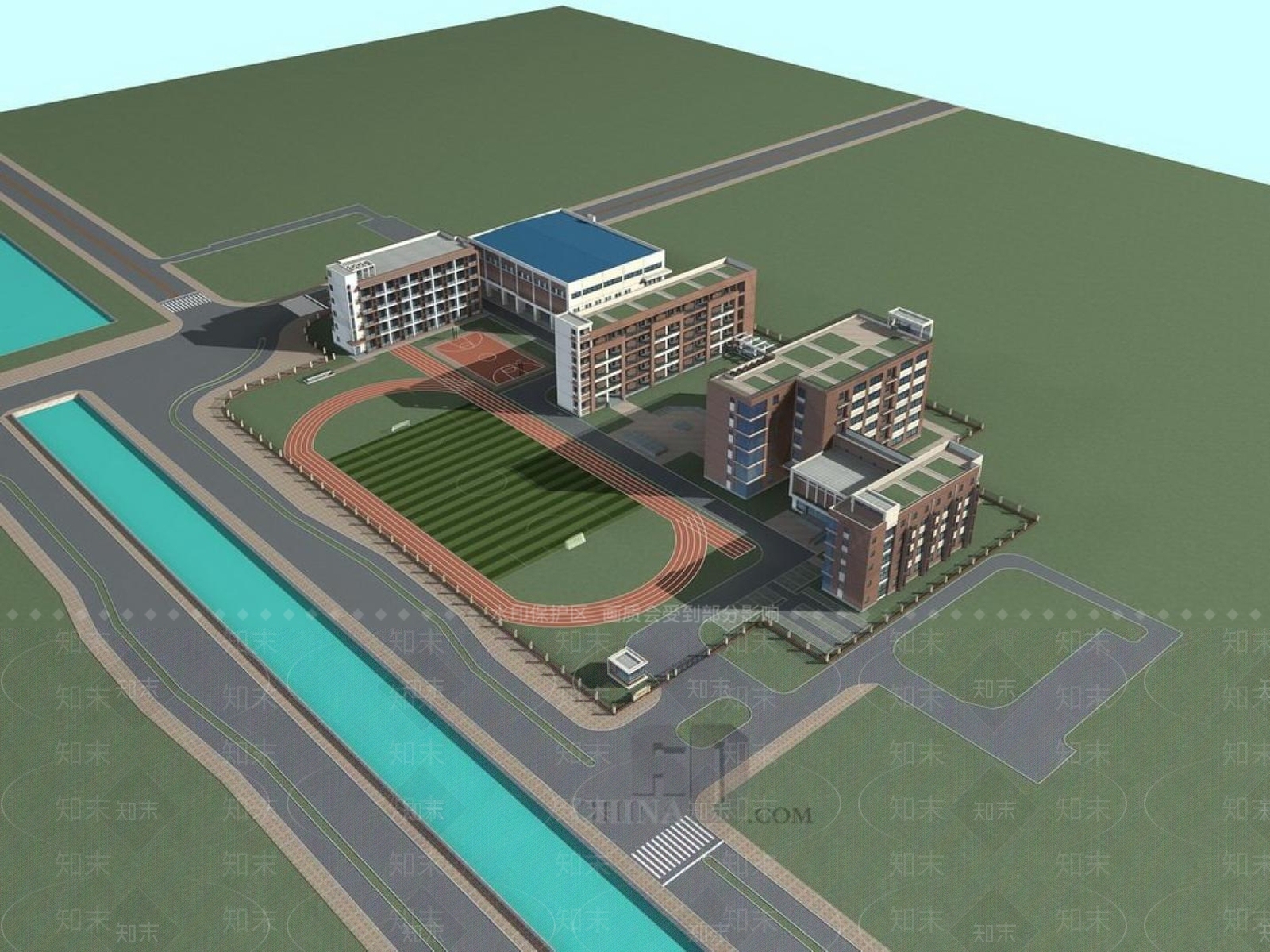 现代学校外观3D模型下载【ID:1196720611】