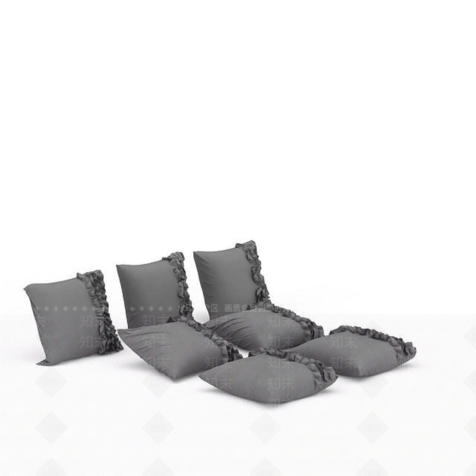 现代灰色时尚抱枕3D模型下载【ID:1196721347】