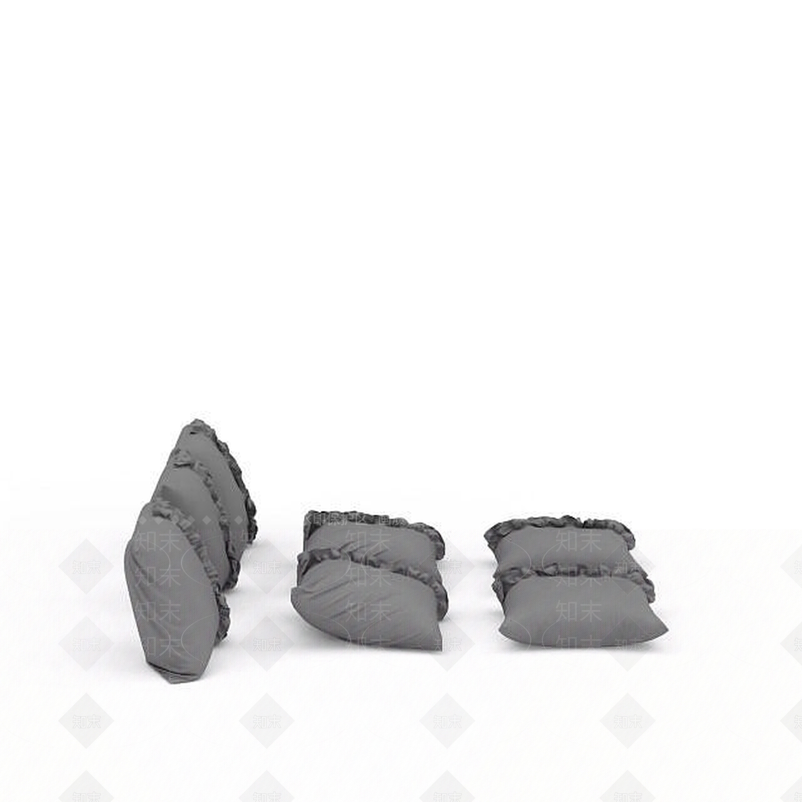 现代灰色时尚抱枕3D模型下载【ID:1196721347】