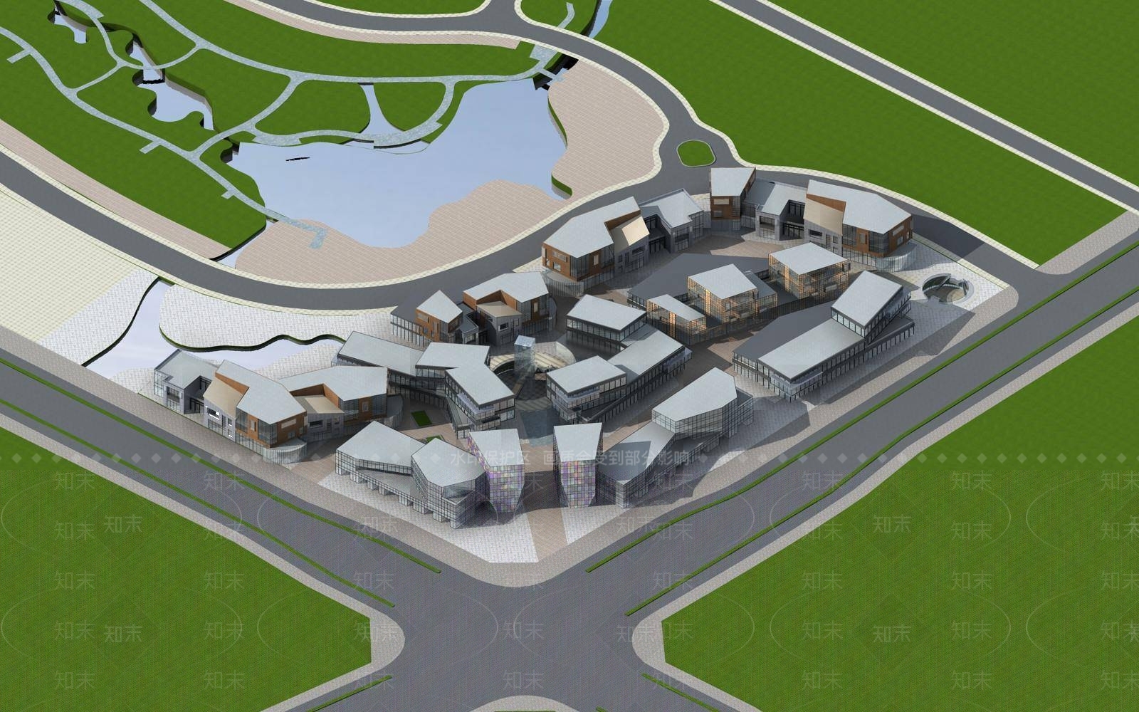 现代商业街3D模型下载【ID:1196721763】