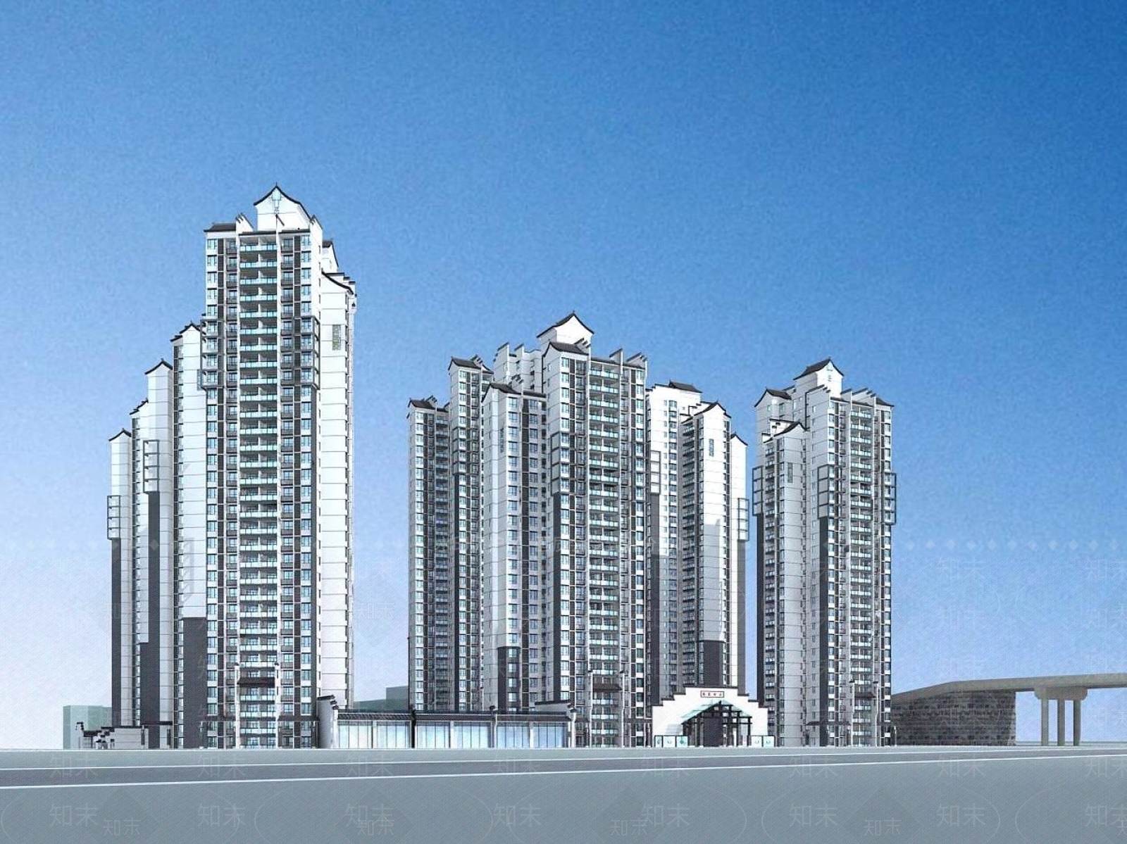 中式小高层住宅楼3D模型下载【ID:1196722103】