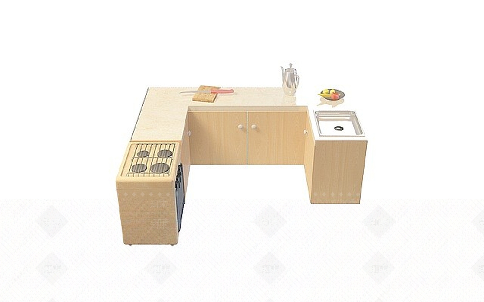 现代厨房组合3D模型下载【ID:1196722320】