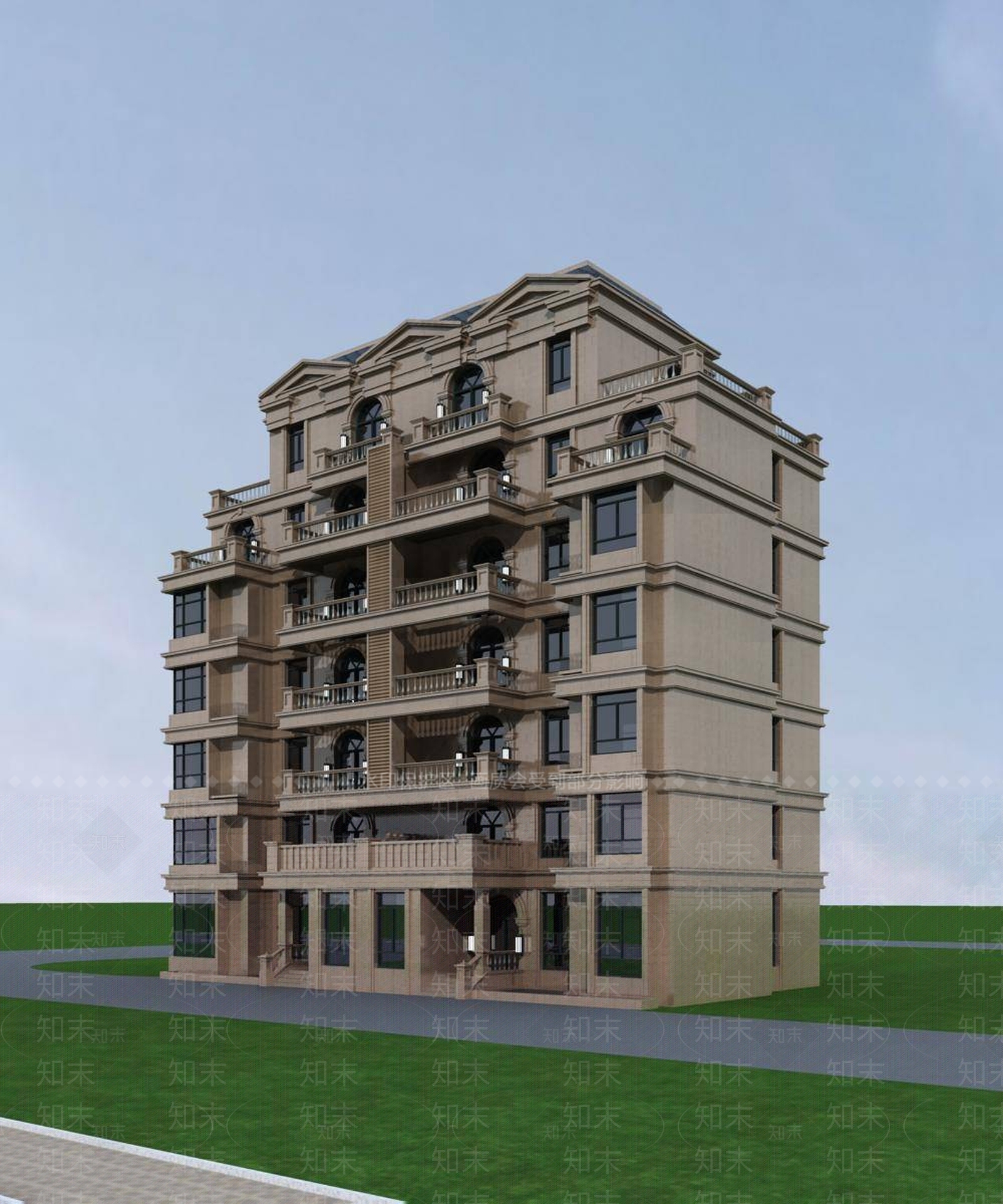 欧式多层住宅楼3D模型下载【ID:1196722309】