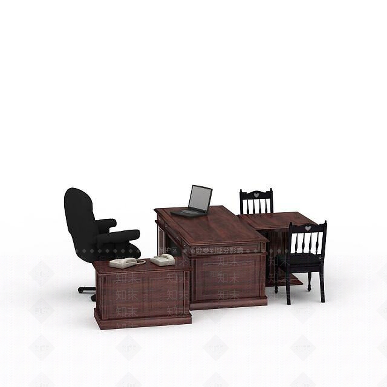 现代典雅老板桌椅3D模型下载【ID:1196723060】