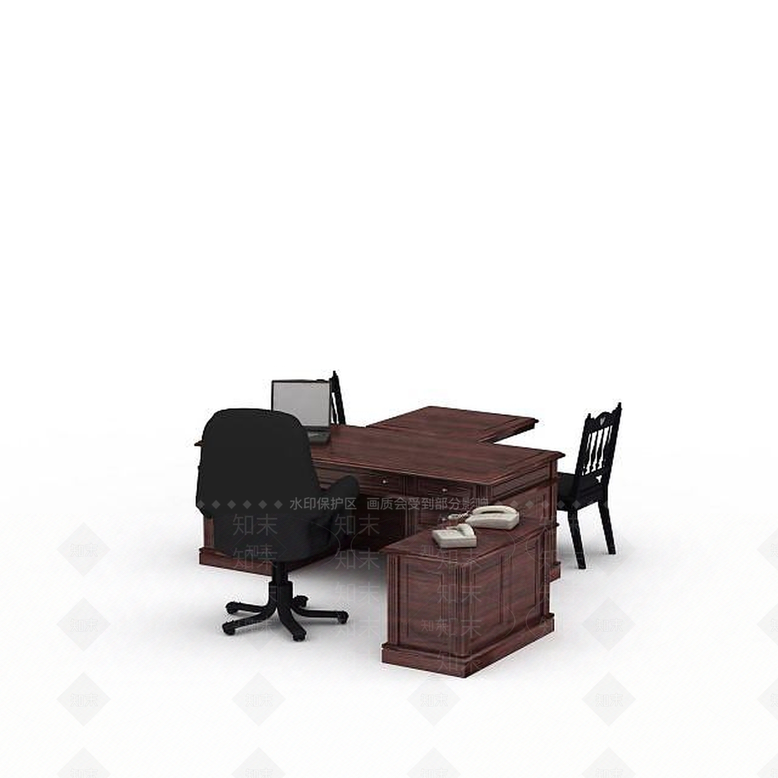 现代典雅老板桌椅3D模型下载【ID:1196723060】