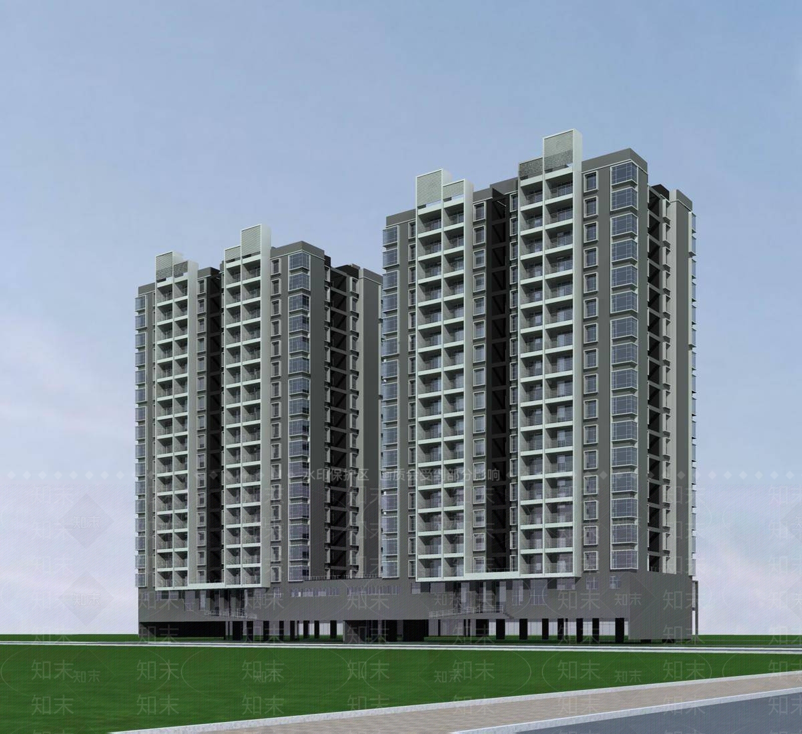 现代小高层住宅楼3D模型下载【ID:1196723182】