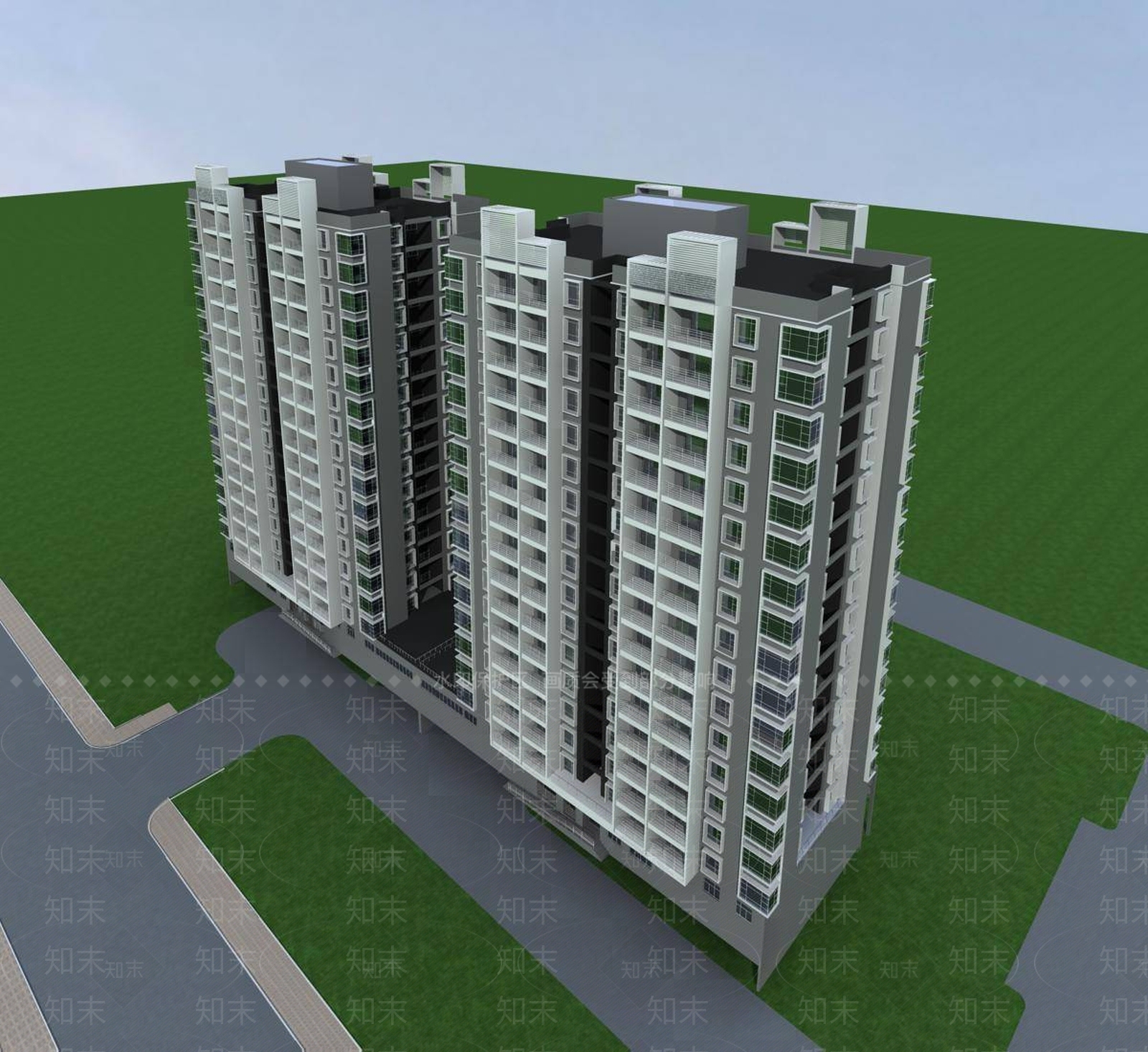 现代小高层住宅楼3D模型下载【ID:1196723182】
