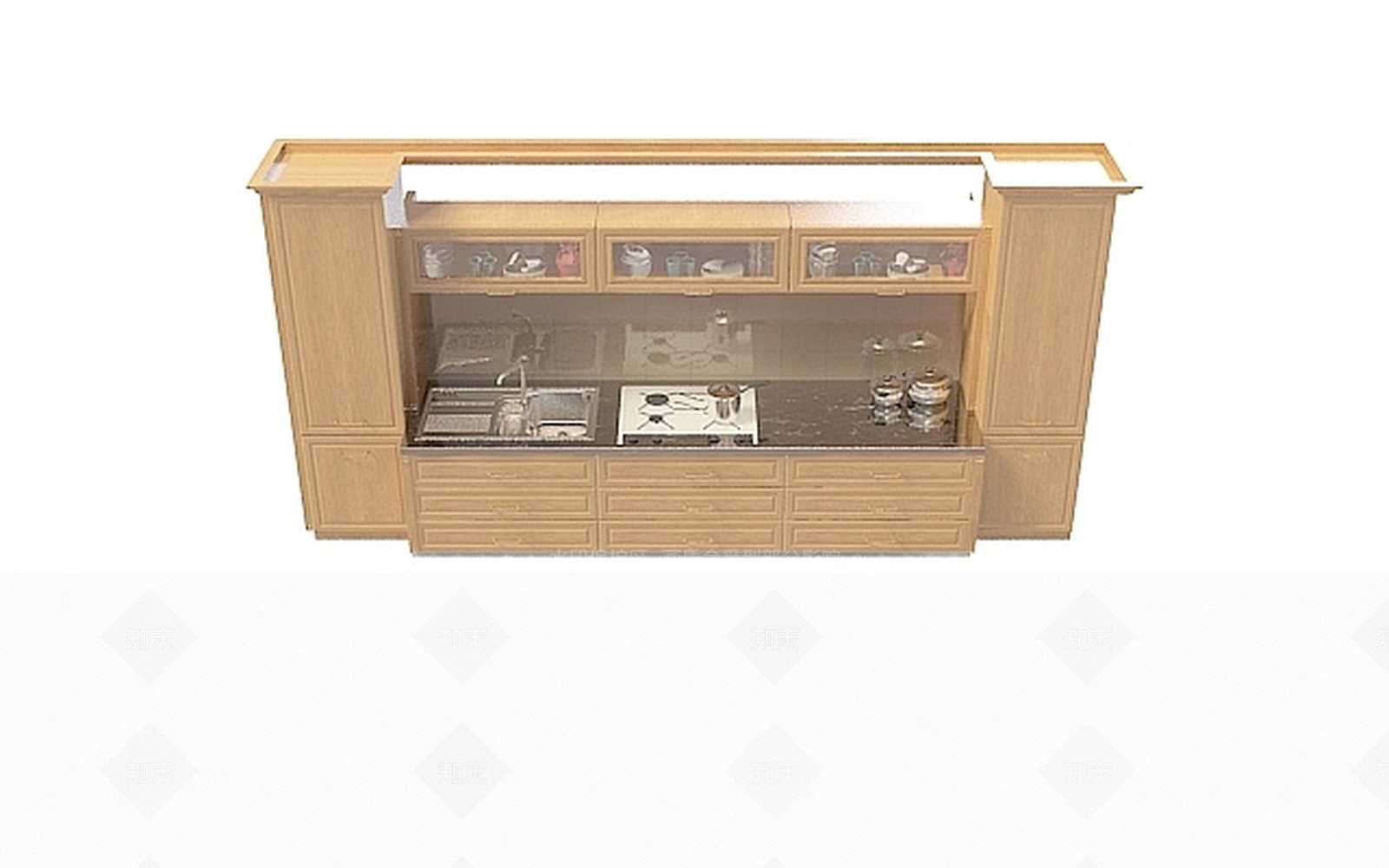 现代厨房橱柜组合3D模型下载【ID:1196723839】