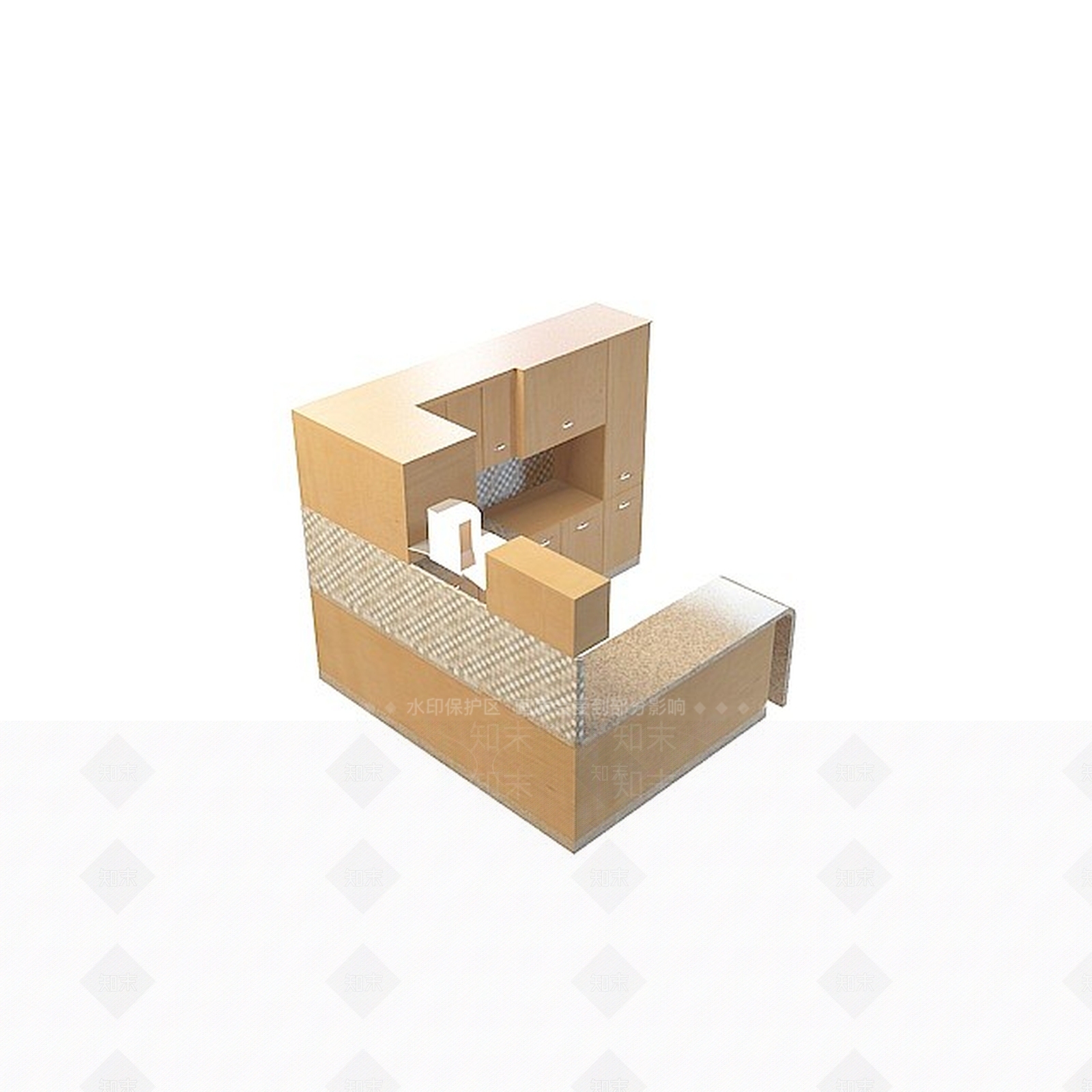 现代橱柜　3D模型下载【ID:1196724788】
