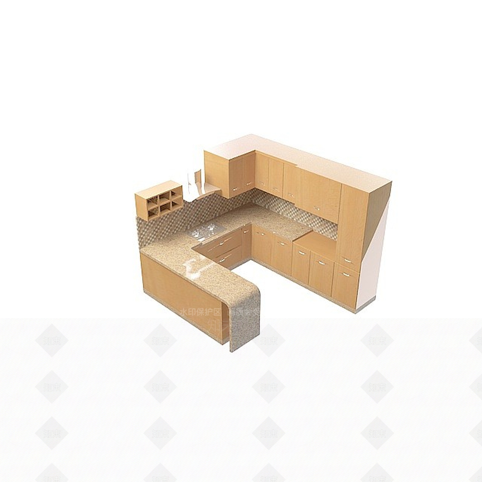 现代橱柜　3D模型下载【ID:1196724788】