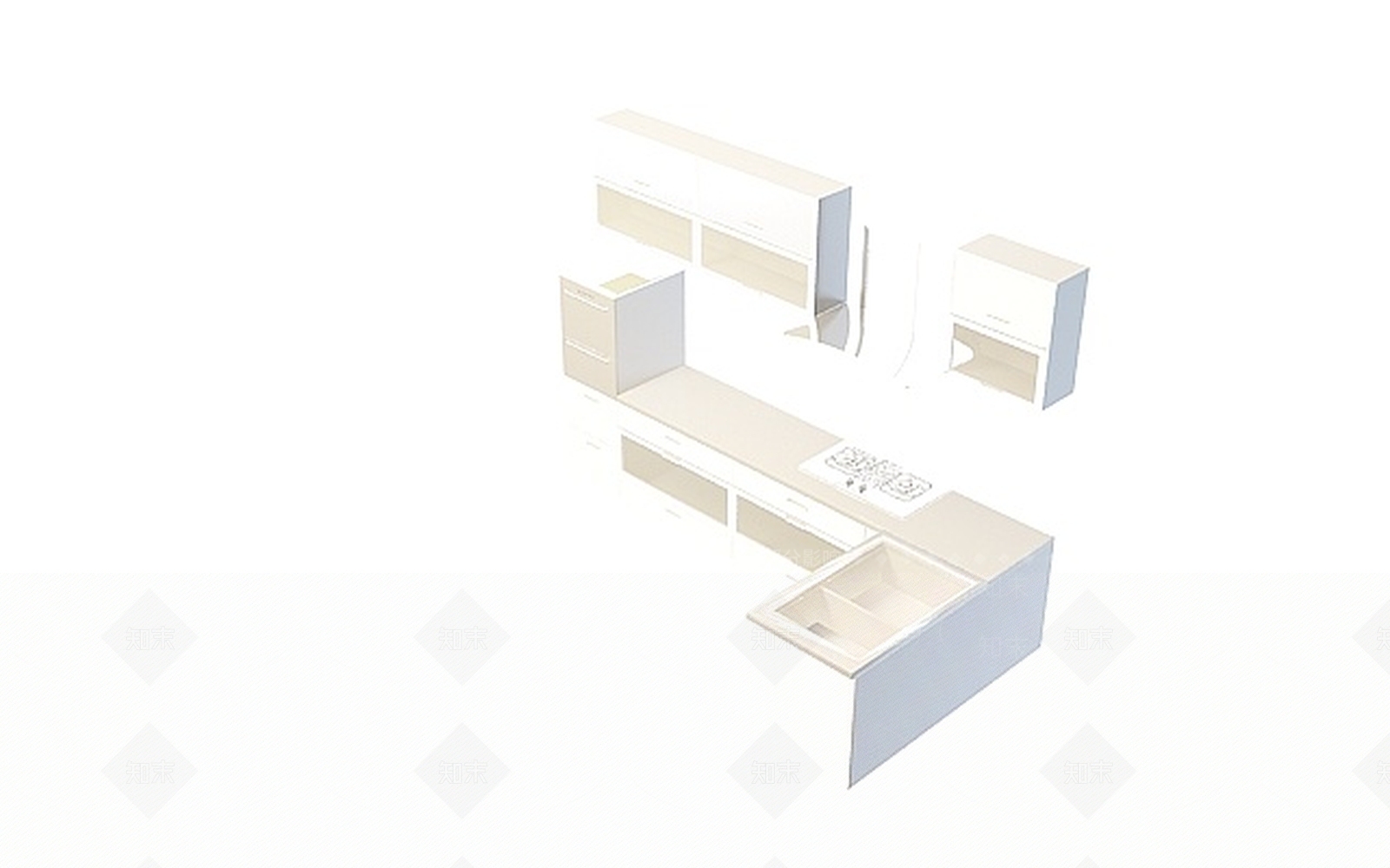 现代橱柜　3D模型下载【ID:1196725942】