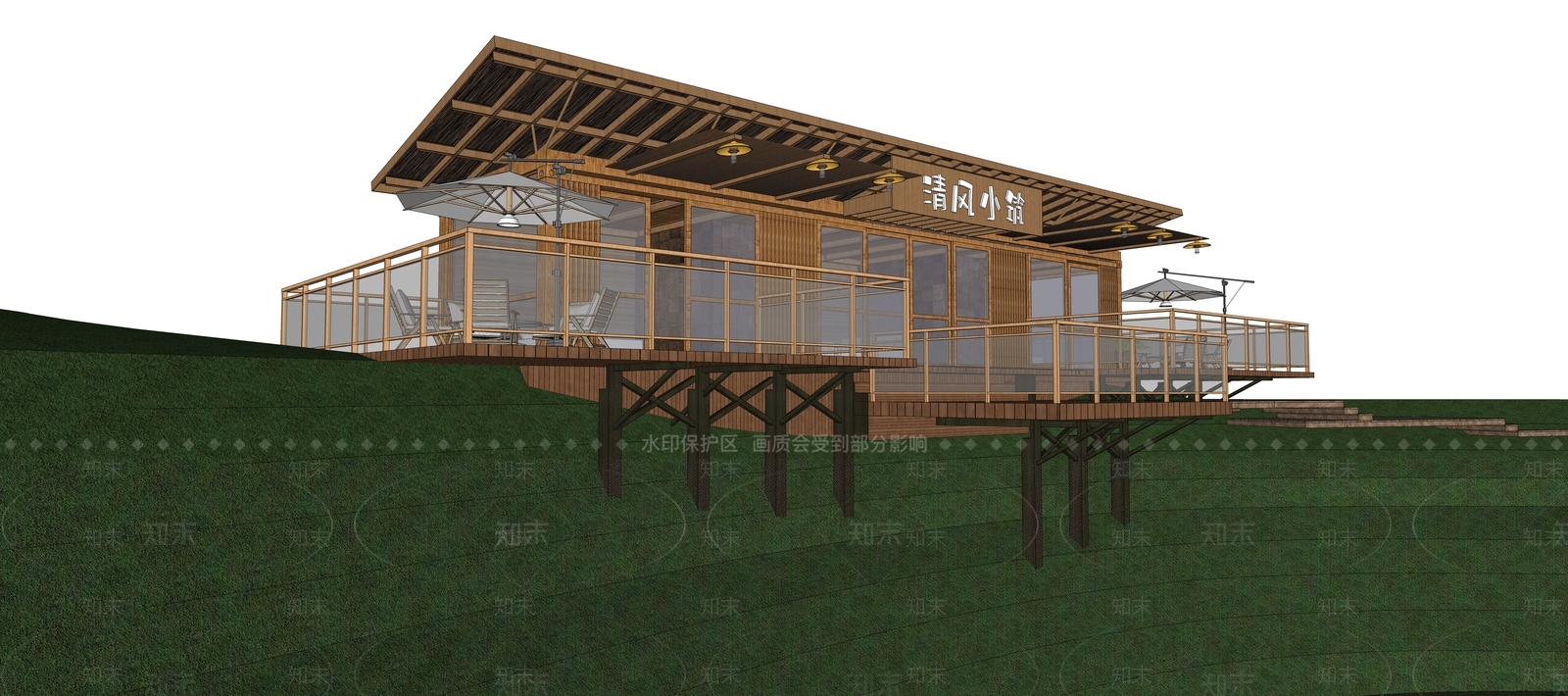 现代民宿建筑SU模型下载【ID:1196727765】