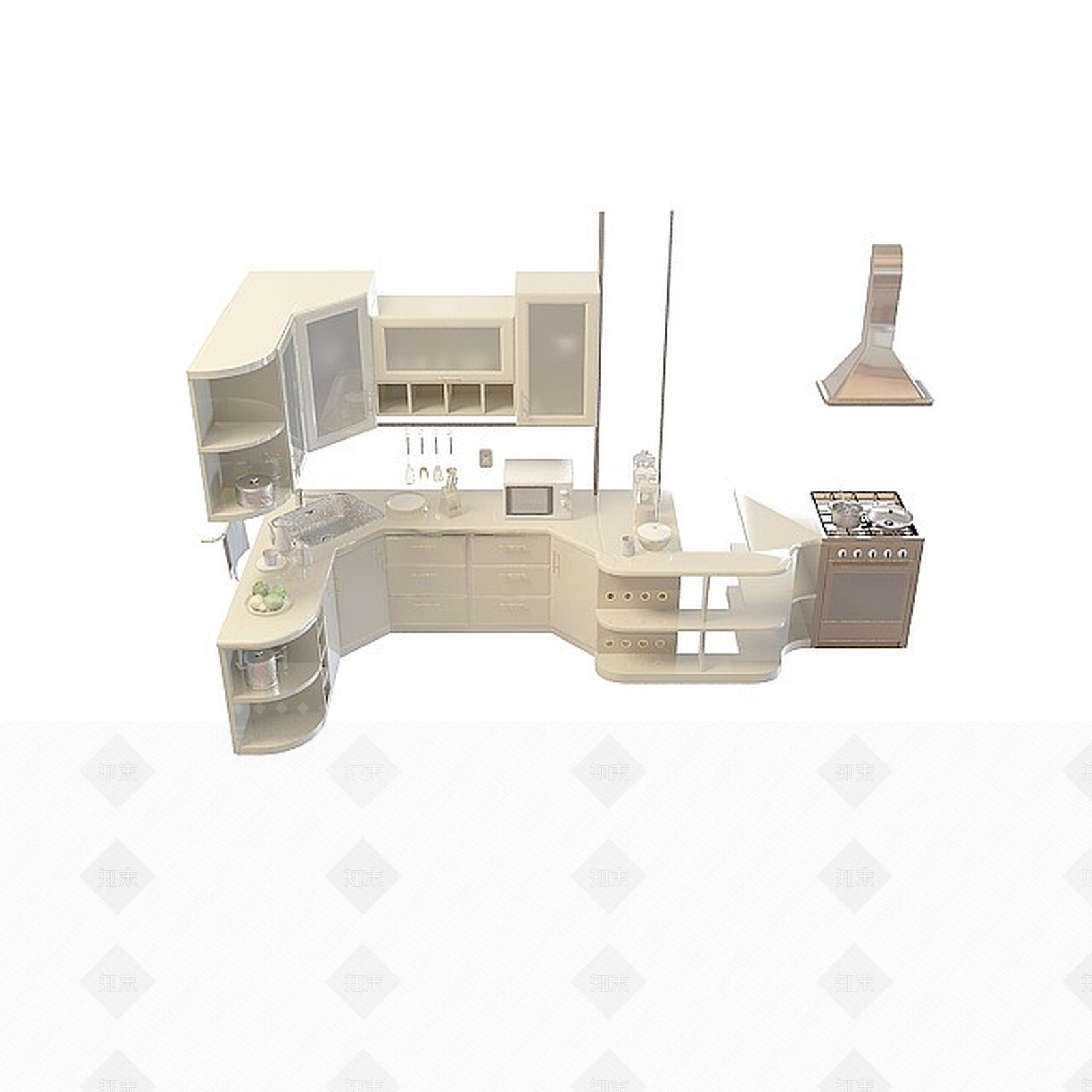 现代豪华高档橱柜3D模型下载【ID:1196730130】