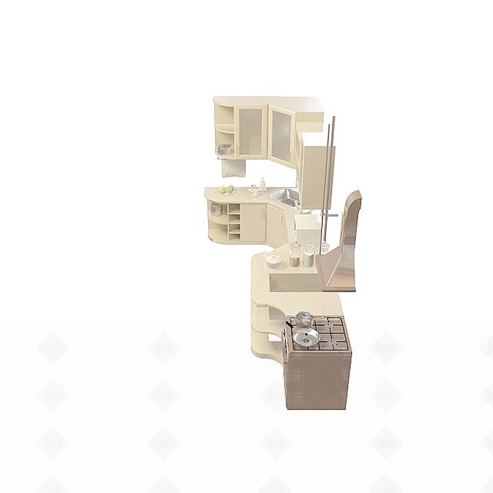 现代豪华高档橱柜3D模型下载【ID:1196730130】