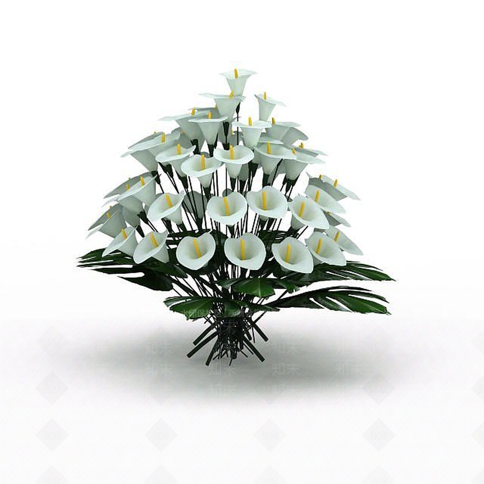 现代白掌鲜花3D模型下载【ID:1196730158】