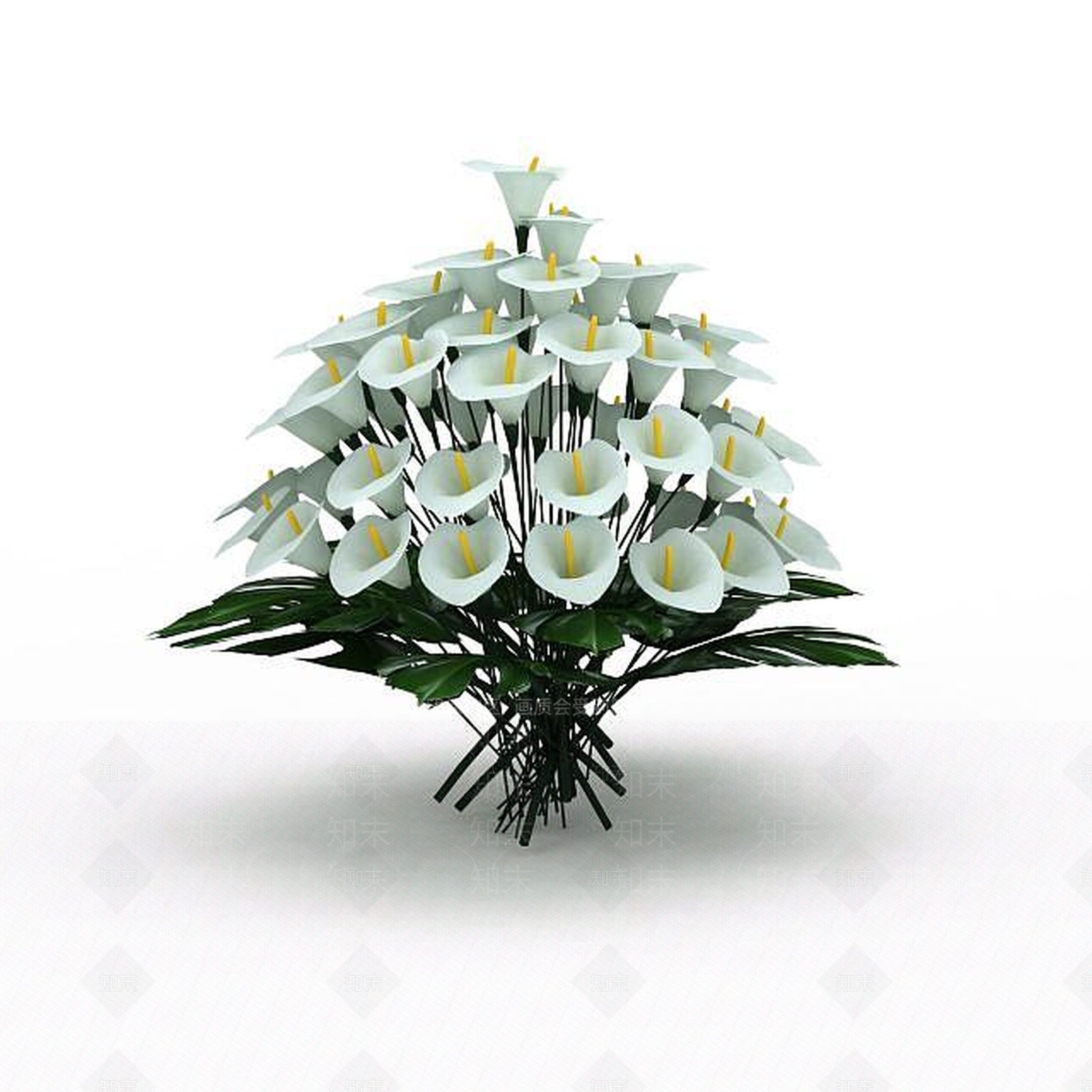 现代白掌鲜花3D模型下载【ID:1196730158】