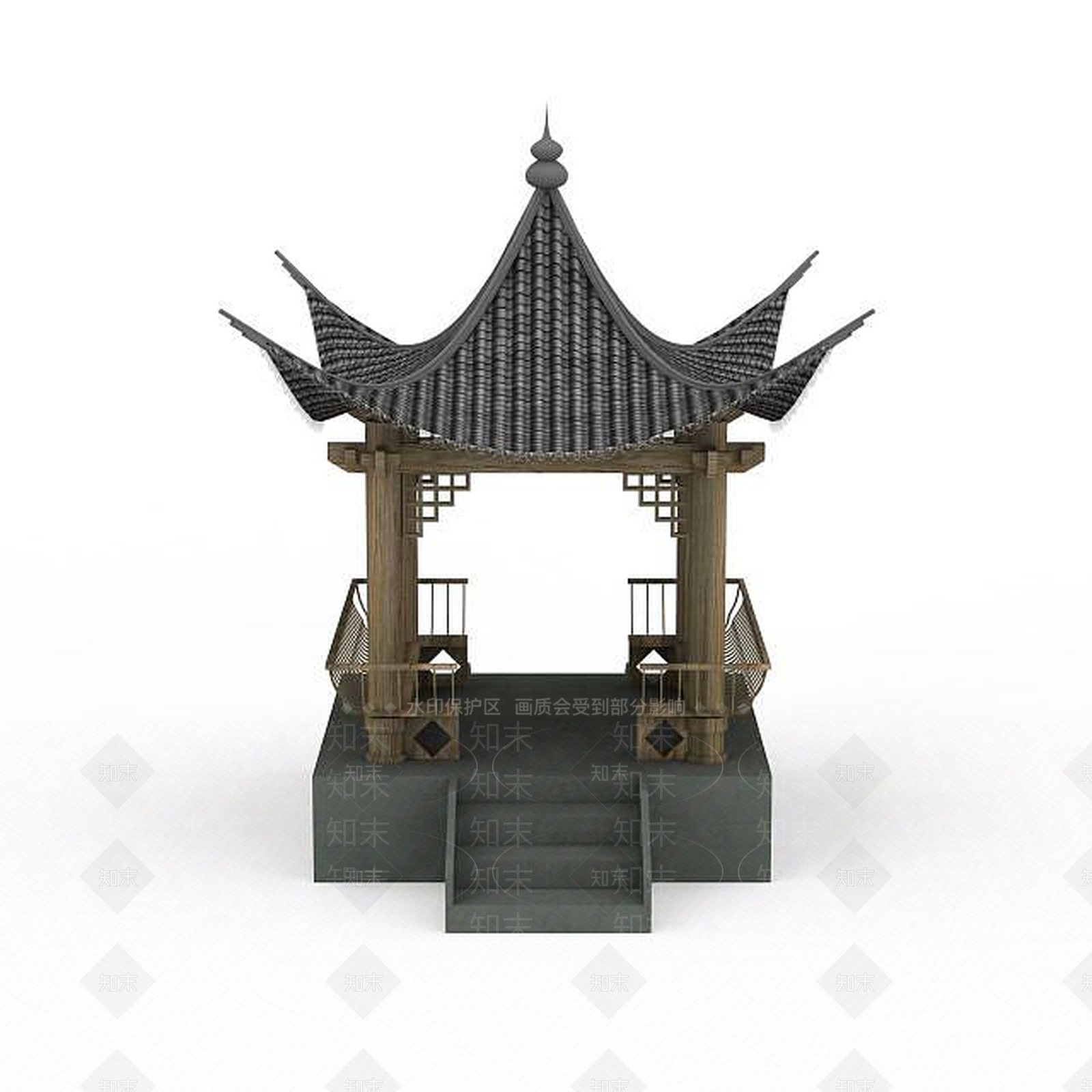 中式亭子3D模型下载【ID:1196730206】