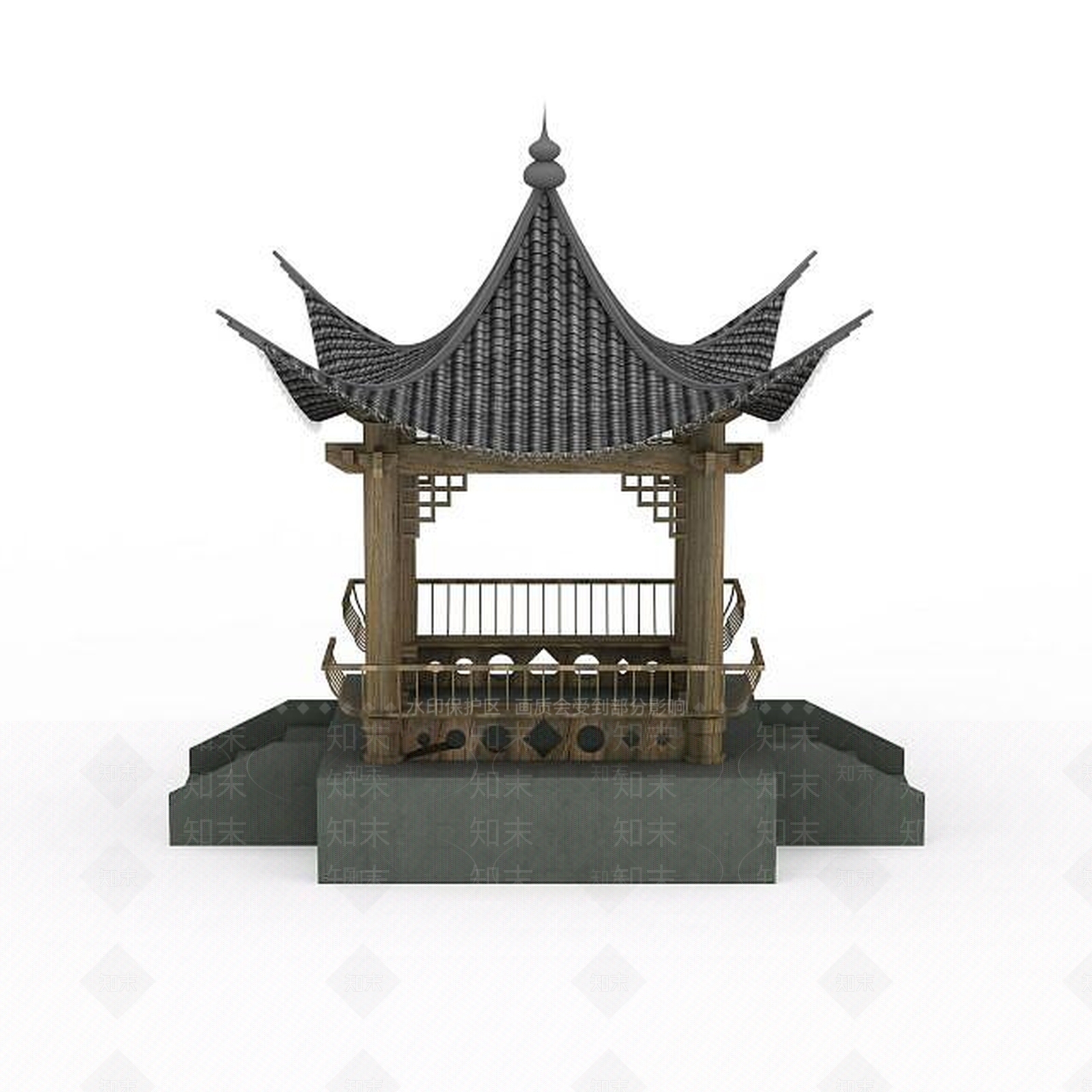 中式亭子3D模型下载【ID:1196730206】