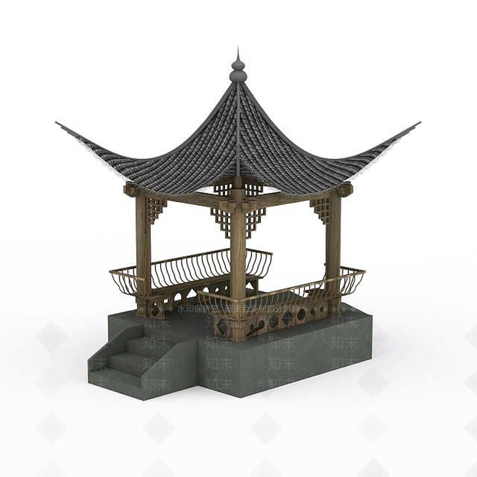 中式亭子3D模型下载【ID:1196730206】