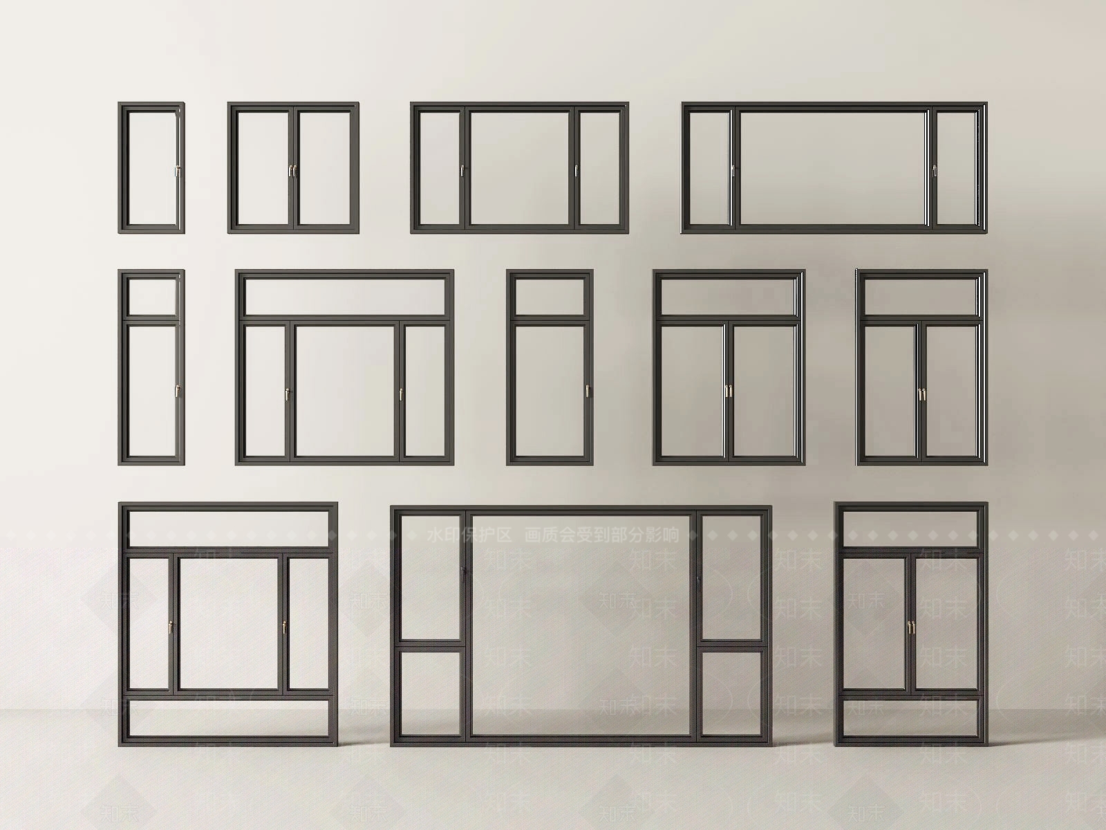 现代平开窗3D模型下载【ID:1196735476】
