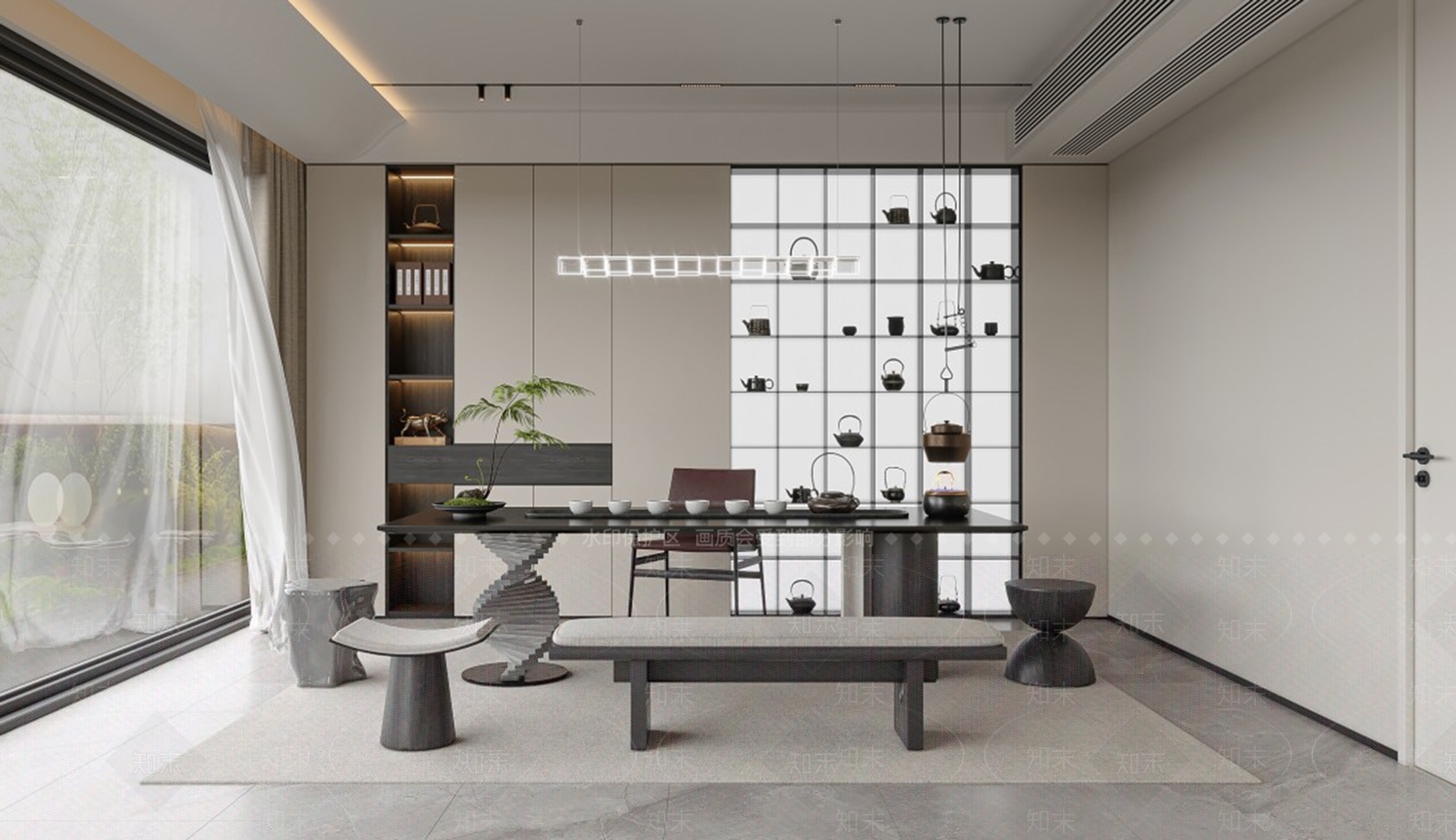 现代极简茶室3D模型下载【ID:1196735357】