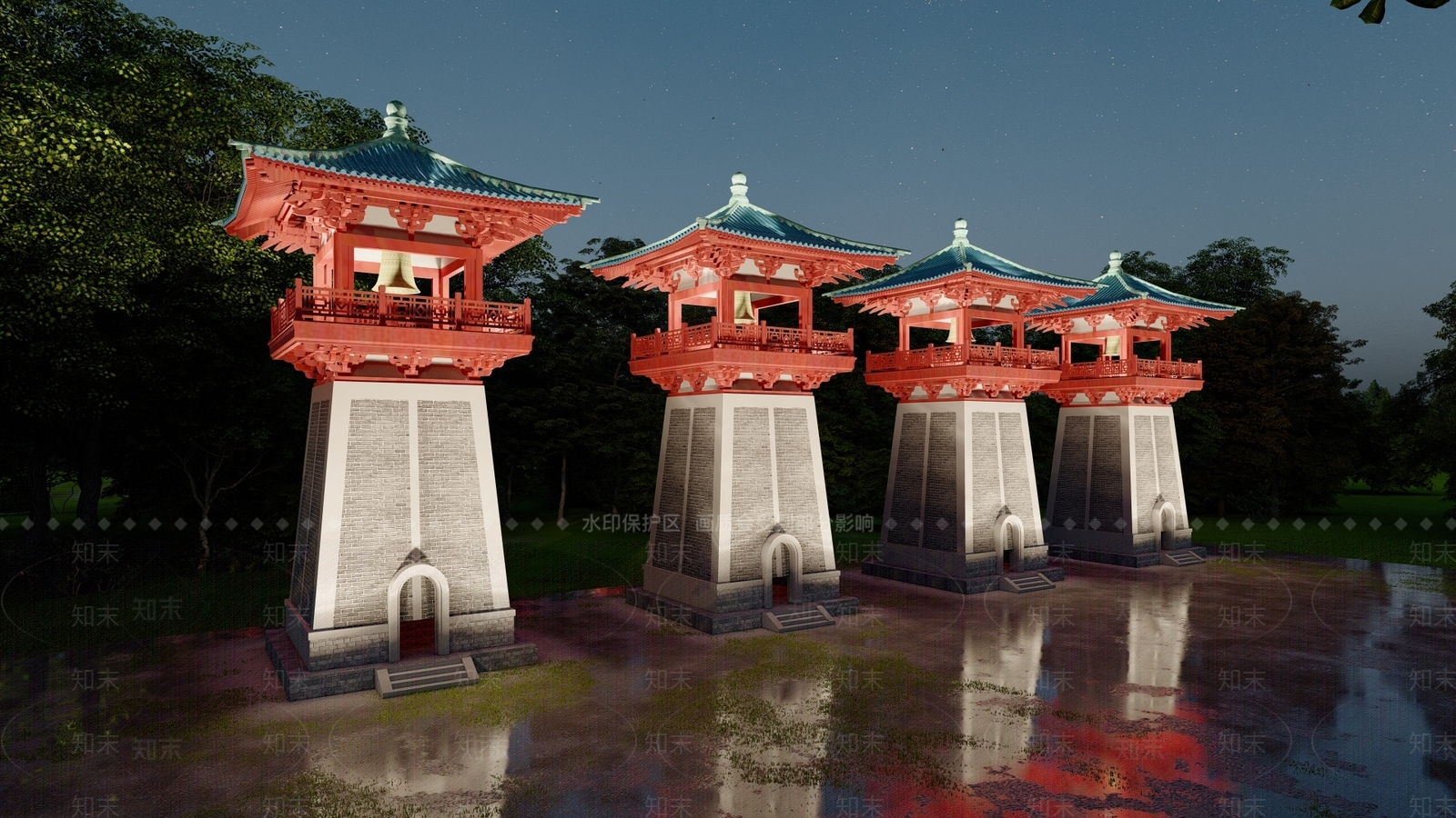 中式塔楼SU模型下载【ID:1196736491】