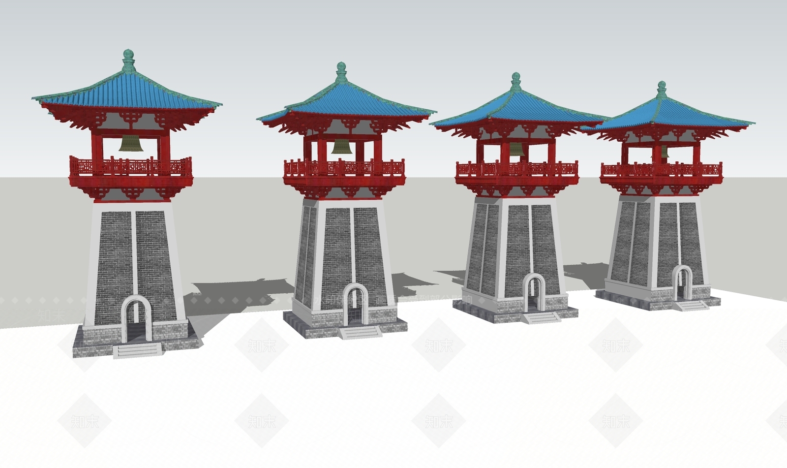 中式塔楼SU模型下载【ID:1196736491】