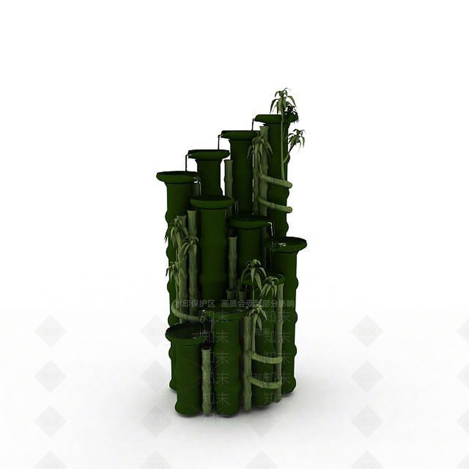 现代竹子堆装饰品3D模型下载【ID:1196737169】