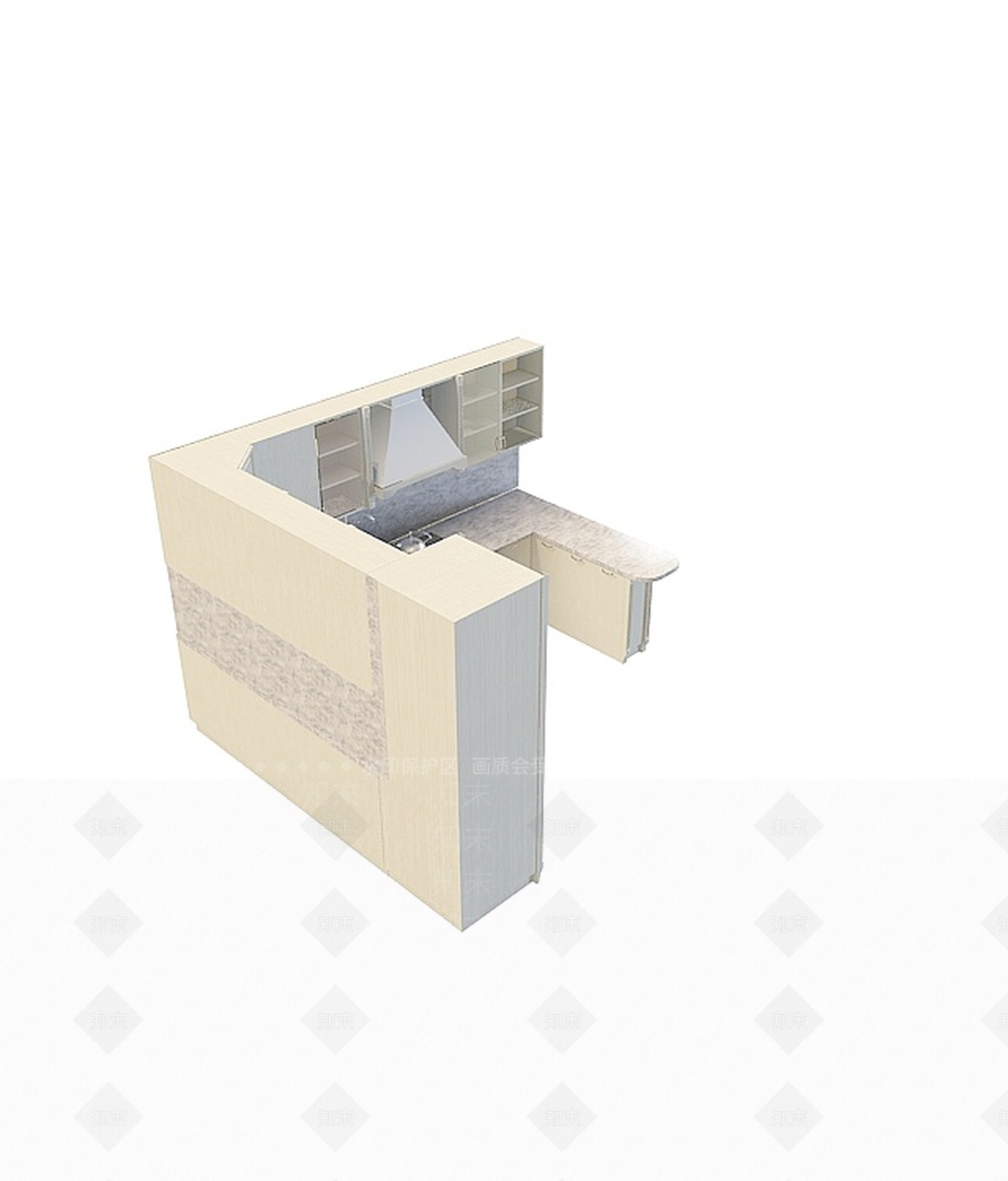 现代L型橱柜3D模型下载【ID:1196737901】