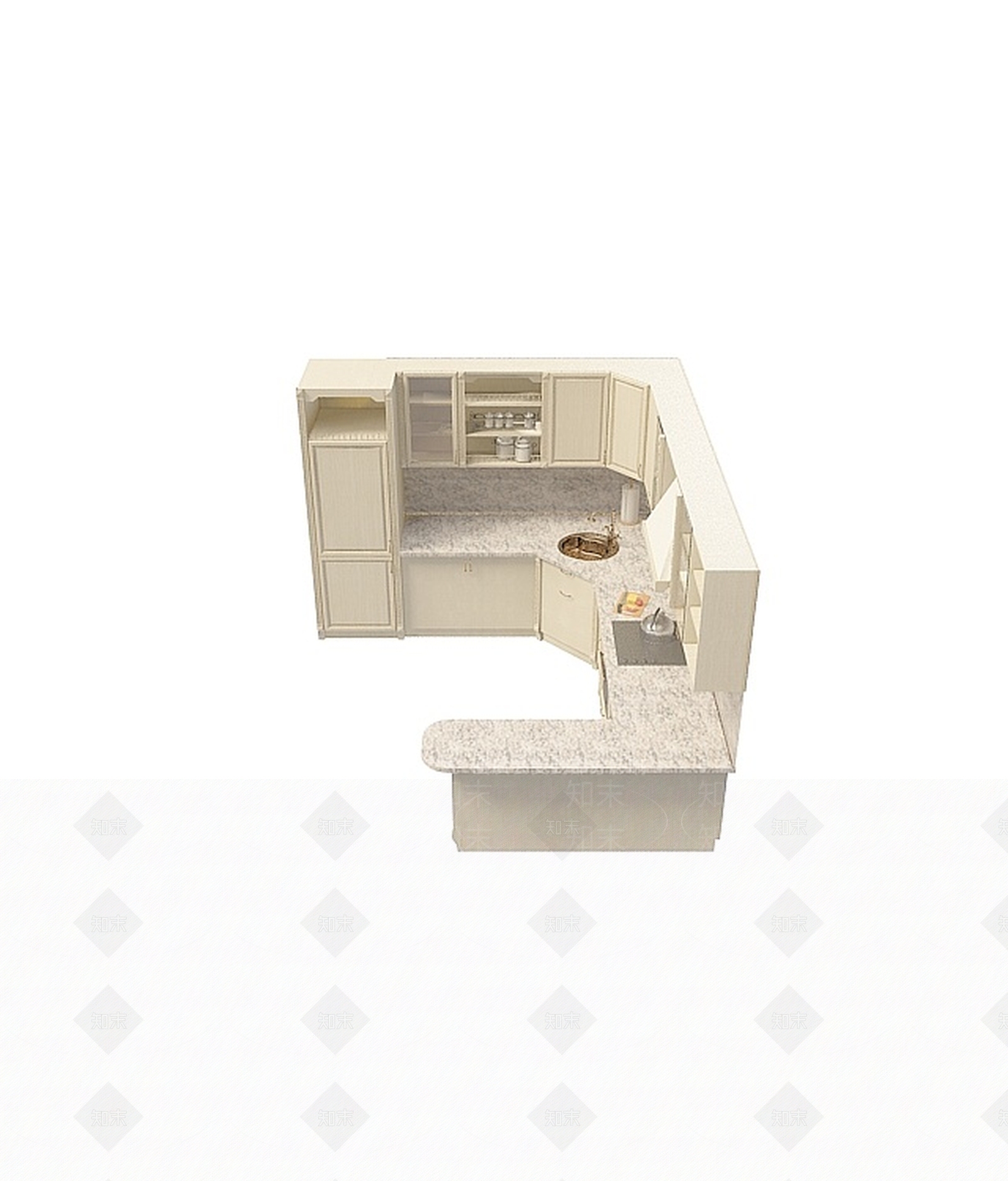 现代L型橱柜3D模型下载【ID:1196737901】