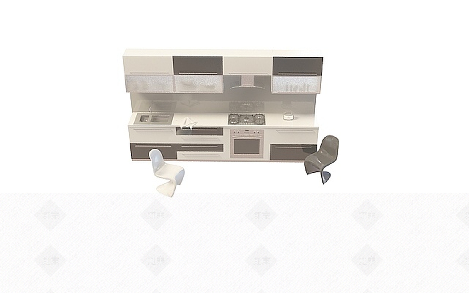 现代时尚厨房家具组合3D模型下载【ID:1196739634】
