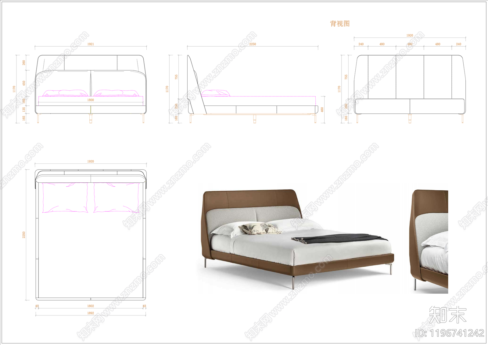 现代意式床施工图下载【ID:1196741242】