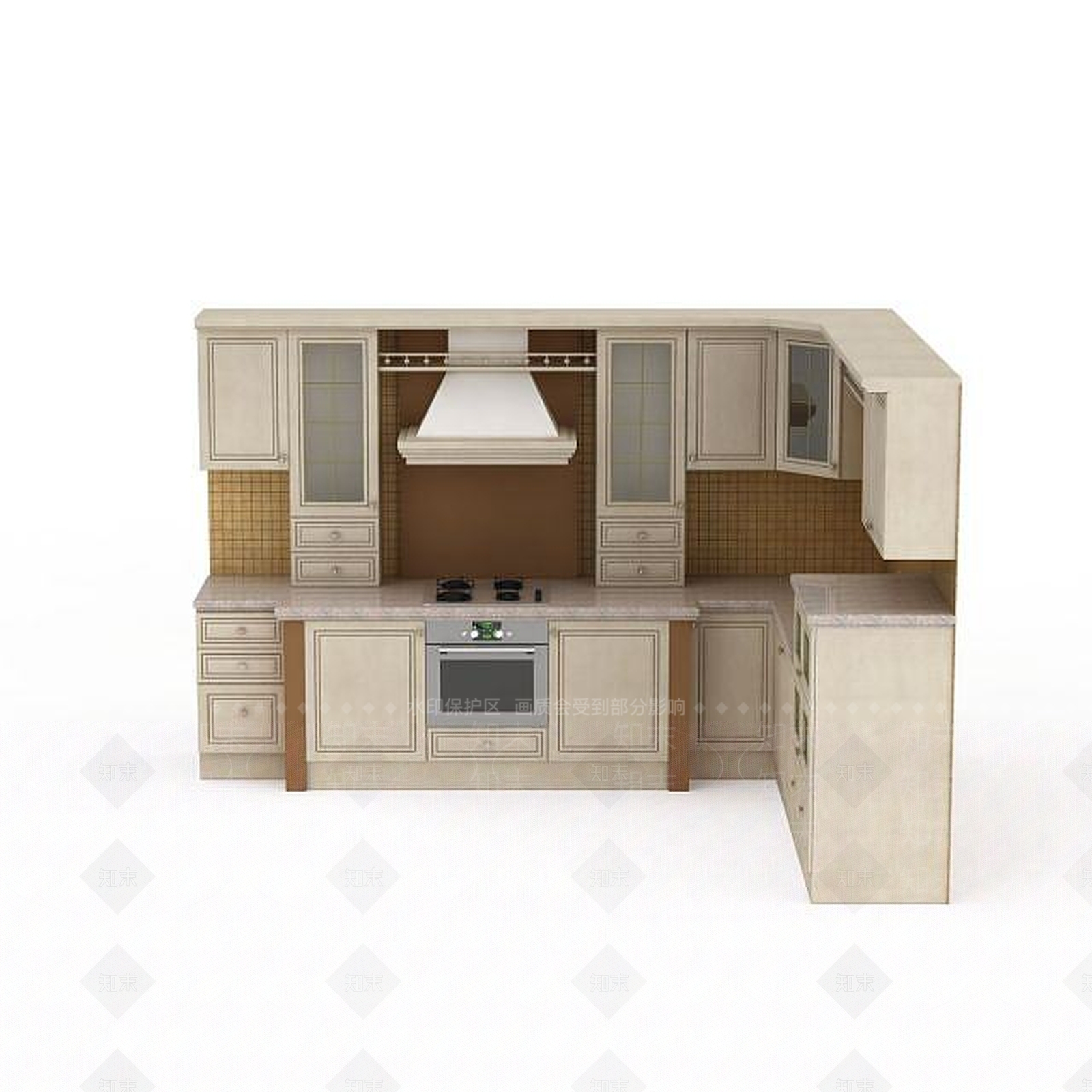 现代西方厨房3D模型下载【ID:1196741863】