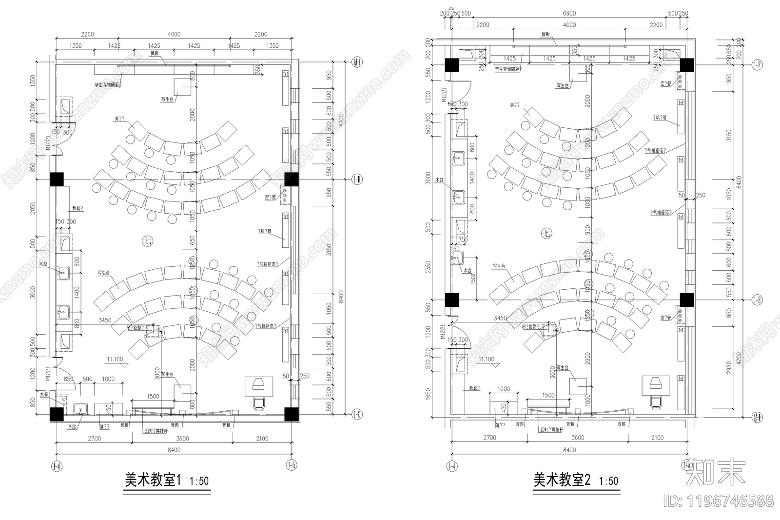 现代教室cad施工图下载【ID:1196746588】