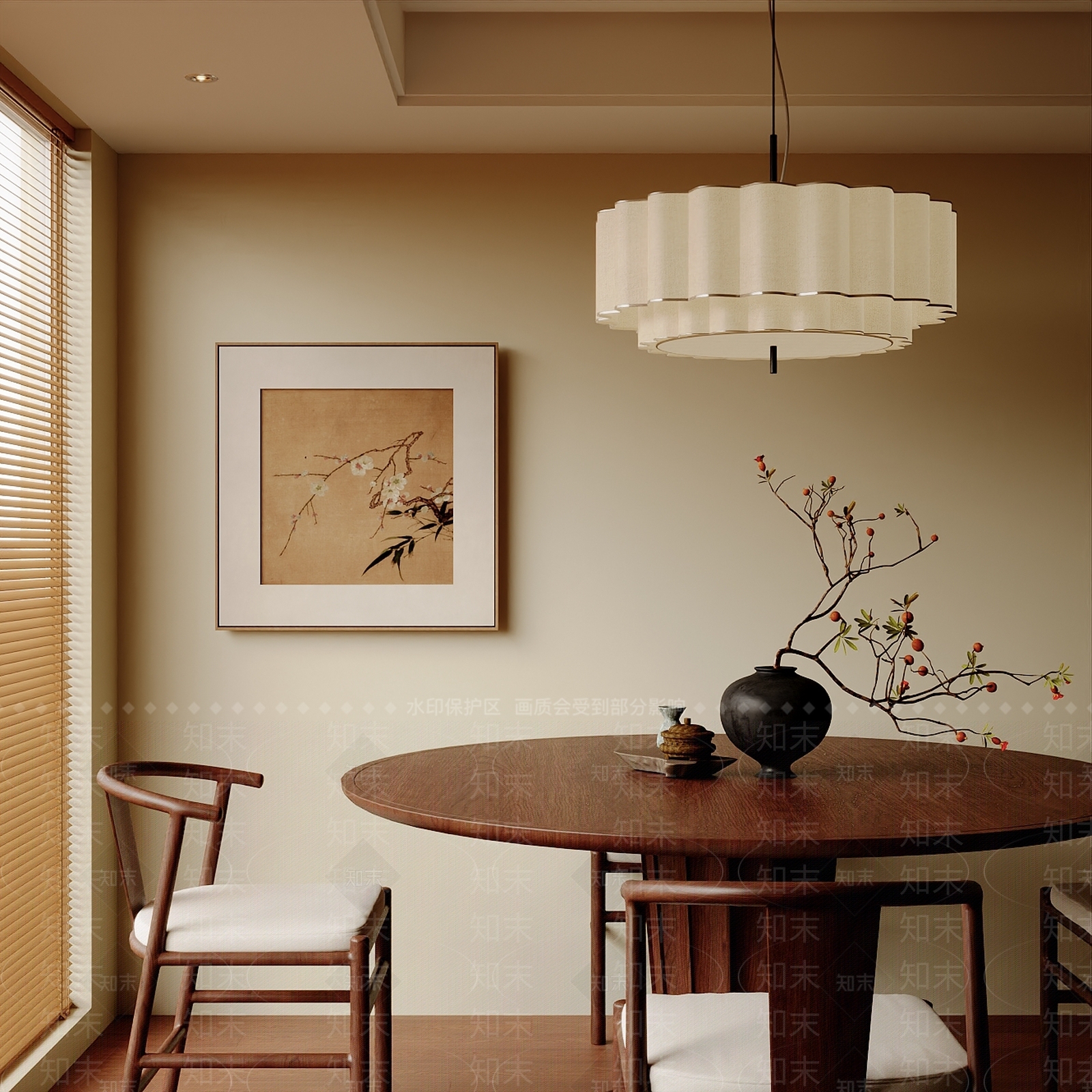 新中式中式圆桌餐厅3D模型下载【ID:1196747005】