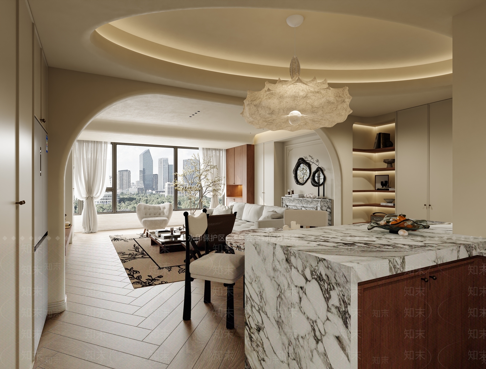 美式法式家居客厅3D模型下载【ID:1196748484】